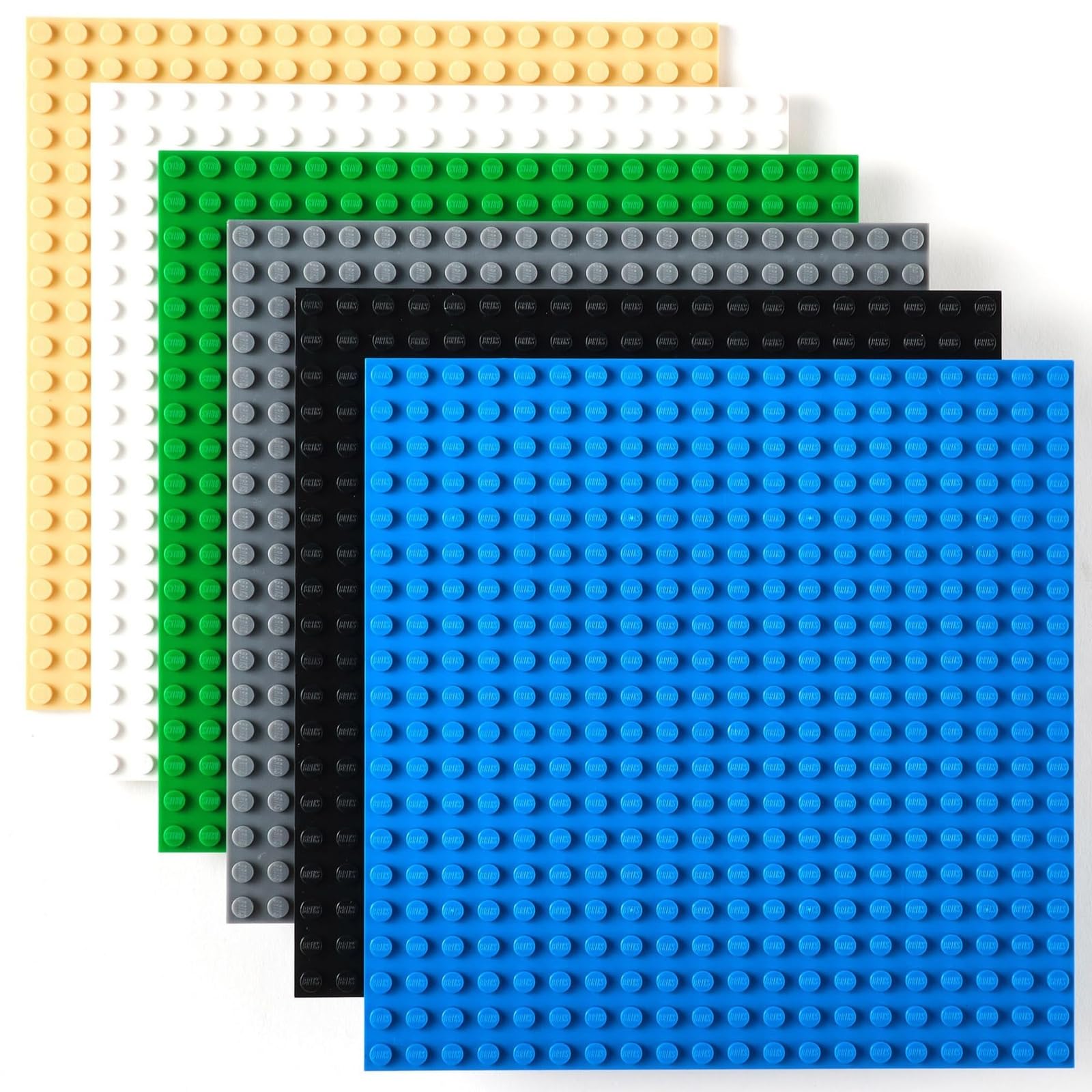 Strictly Briks Classic Building Base Plates - Compatible with All Major Brands (Black, Blue, Gray, Green, Sand & White) - 6