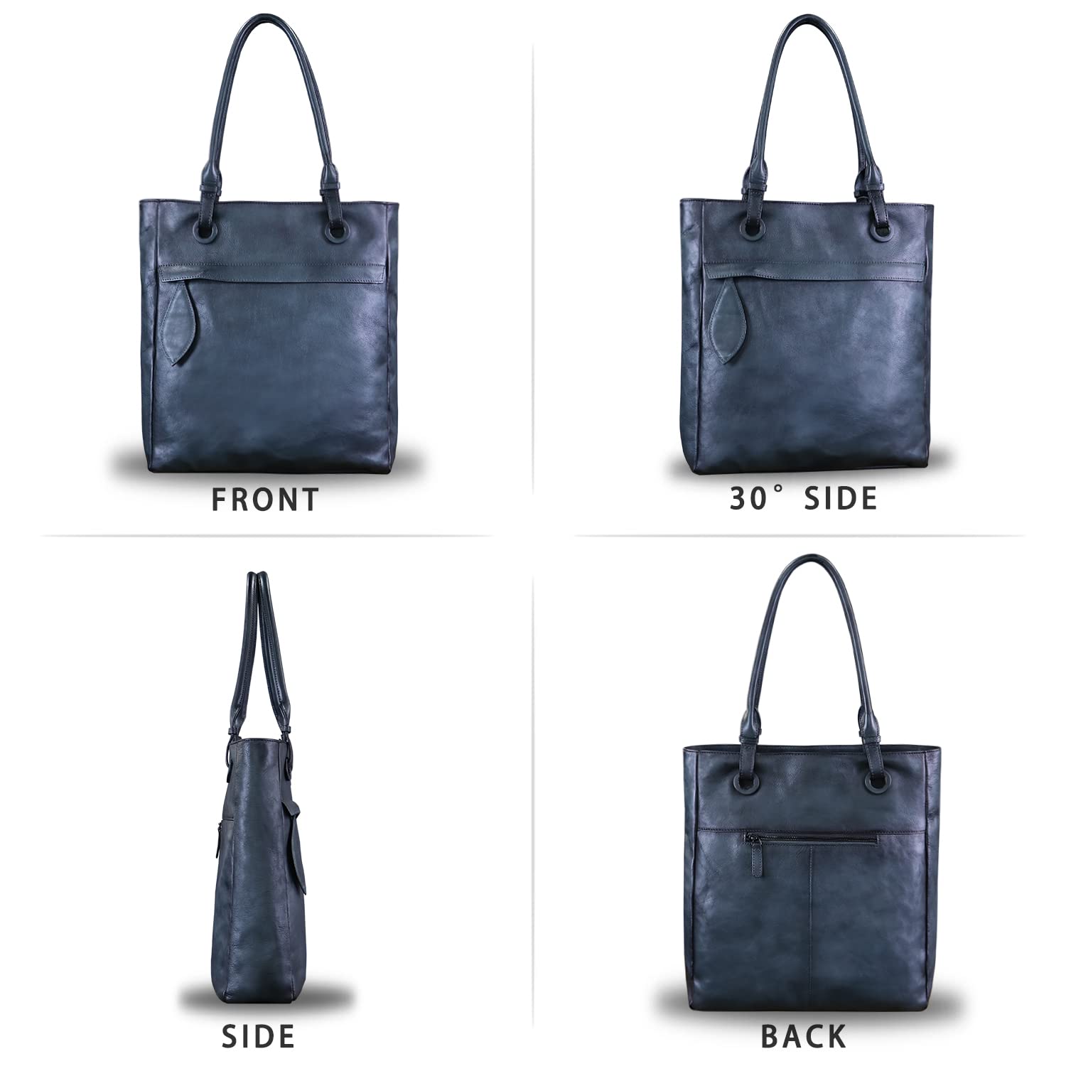 Genuine Leather Handbags for Women - Top Handle Work Tote Bag, Retro Satchel Purse for Office, Travel & Everyday Use