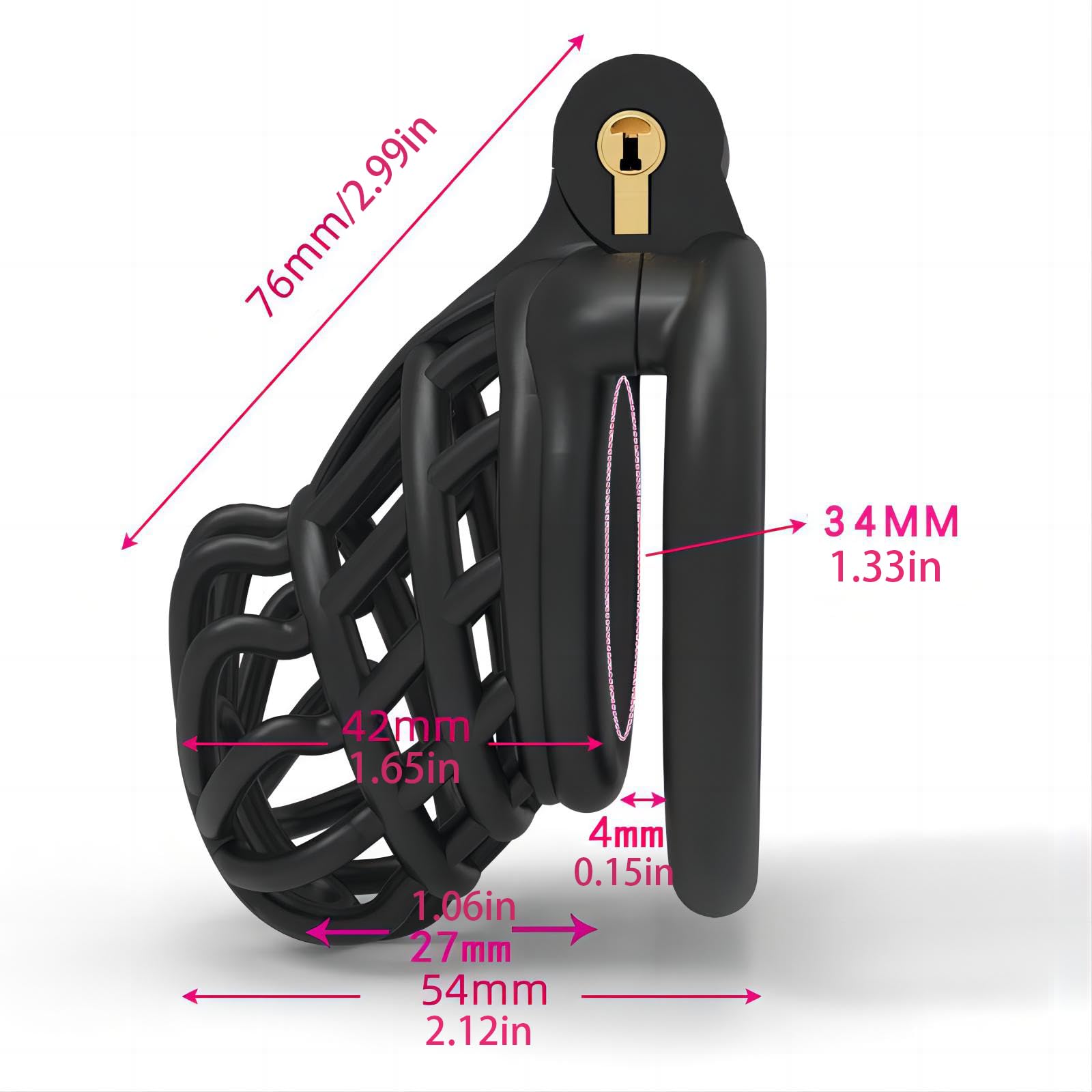 Lockable Hidden Penis Cage - Nylon Resin Chasteté Device with 4 Sizing Rings & 5 Coded Locks - SM Male Sex Toy for Penis Training (Flat Ring, Black) - Perfect for BDSM Play, Couples Bonding, and Solo Exploration