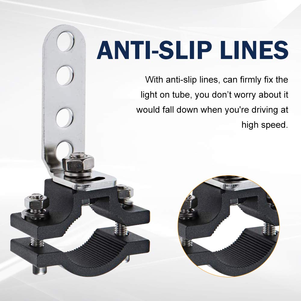 1.2 Inch Motorcycle & Bicycle Mount Brackets - Heavy Duty Bull Bar Clamp for LED Light Bars, Work Lights & Lamps - Universal Off-Road Tube Clamps (2-Pack) - Perfect for ATV, UTV, Jeep & Truck Lighting Upgrades