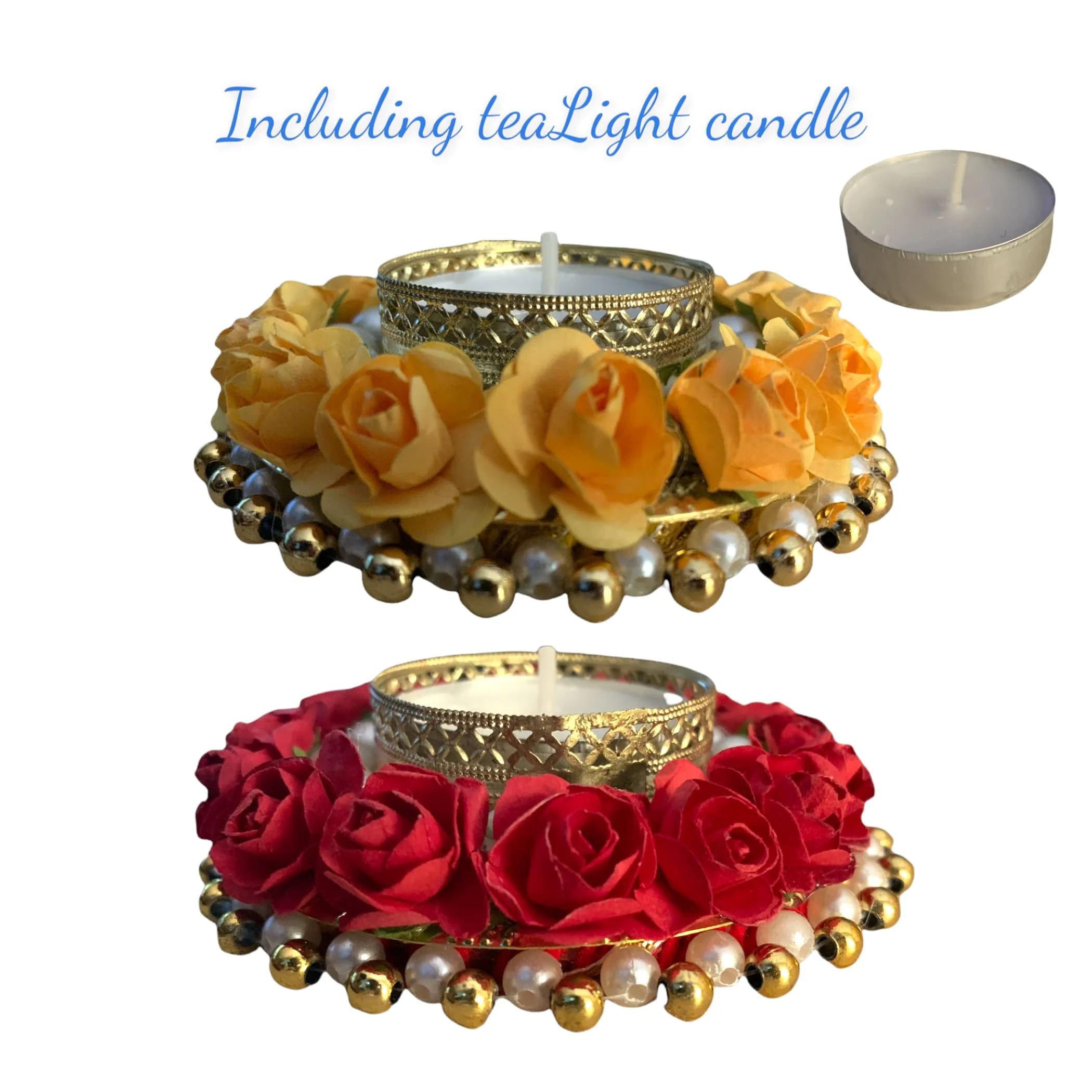 LoveNspire 2CT Rose Tealight Candle Holder - Elegant Floral T-Light Holder for Diwali, Christmas, Hanukkah, Thanksgiving - Perfect Housewarming Gift, Table Centerpiece, Home Decor - Ideal for Romantic Dinners, Wedding Decorations & Holiday Celebrations