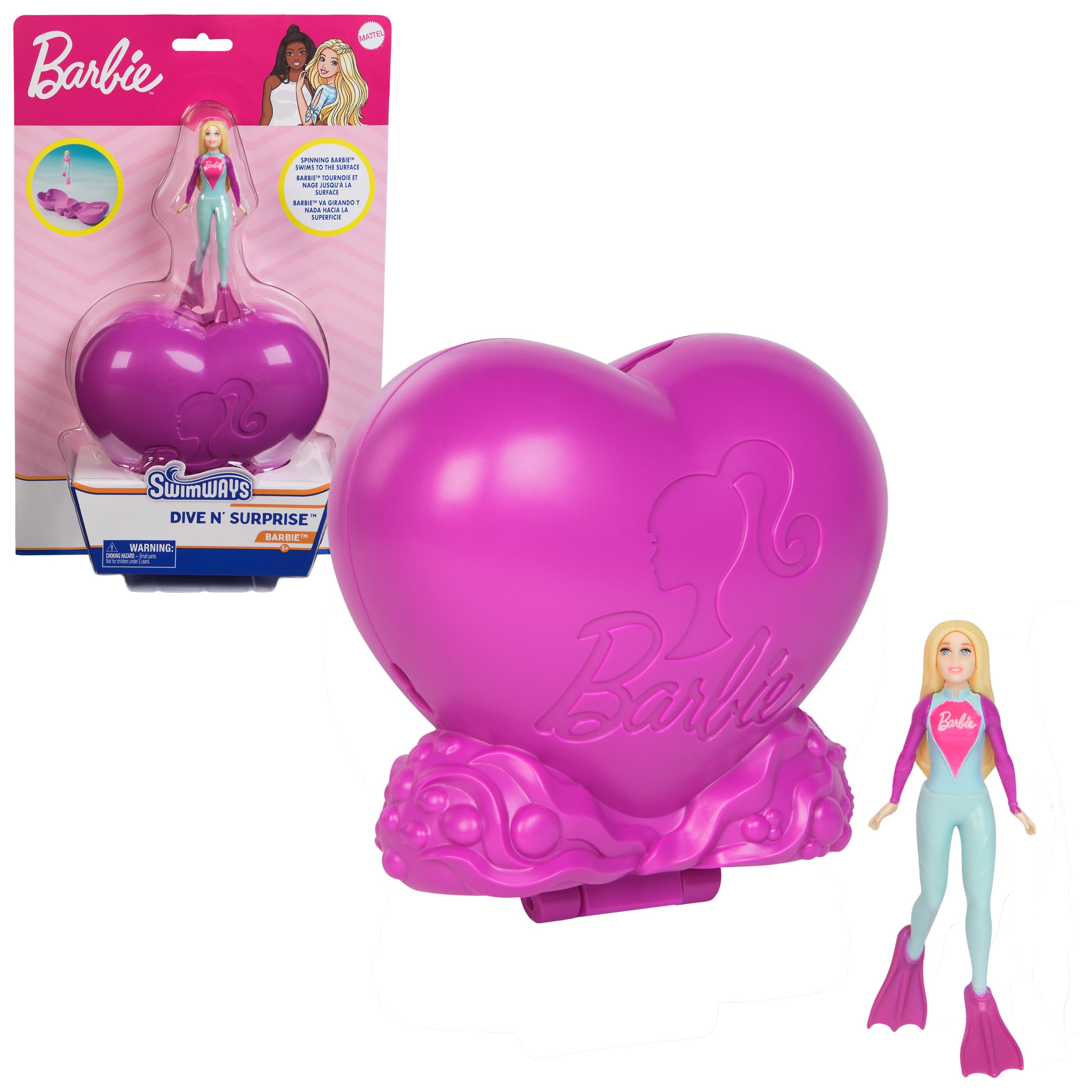 **Barbie Dive N Surprise Pool Toys for Kids Ages 5+ | SwimWays Swimming Pool Accessories, Water Games & Party Supplies | Fun for Pool Parties, Beach Trips & Backyard Play**