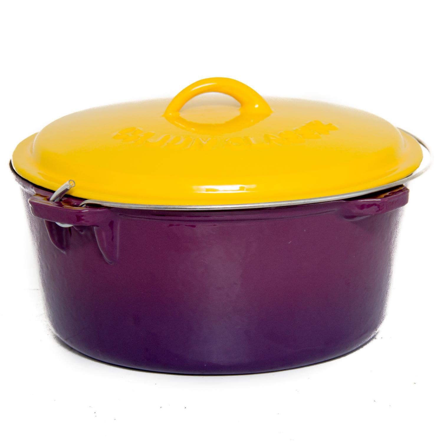12-Quart Enameled Cast Iron Dutch Oven with Lid - Purple & Gold (GL10489PG) - Perfect for Braising, Stewing & Baking - Ideal for Family Dinners & Outdoor Cooking