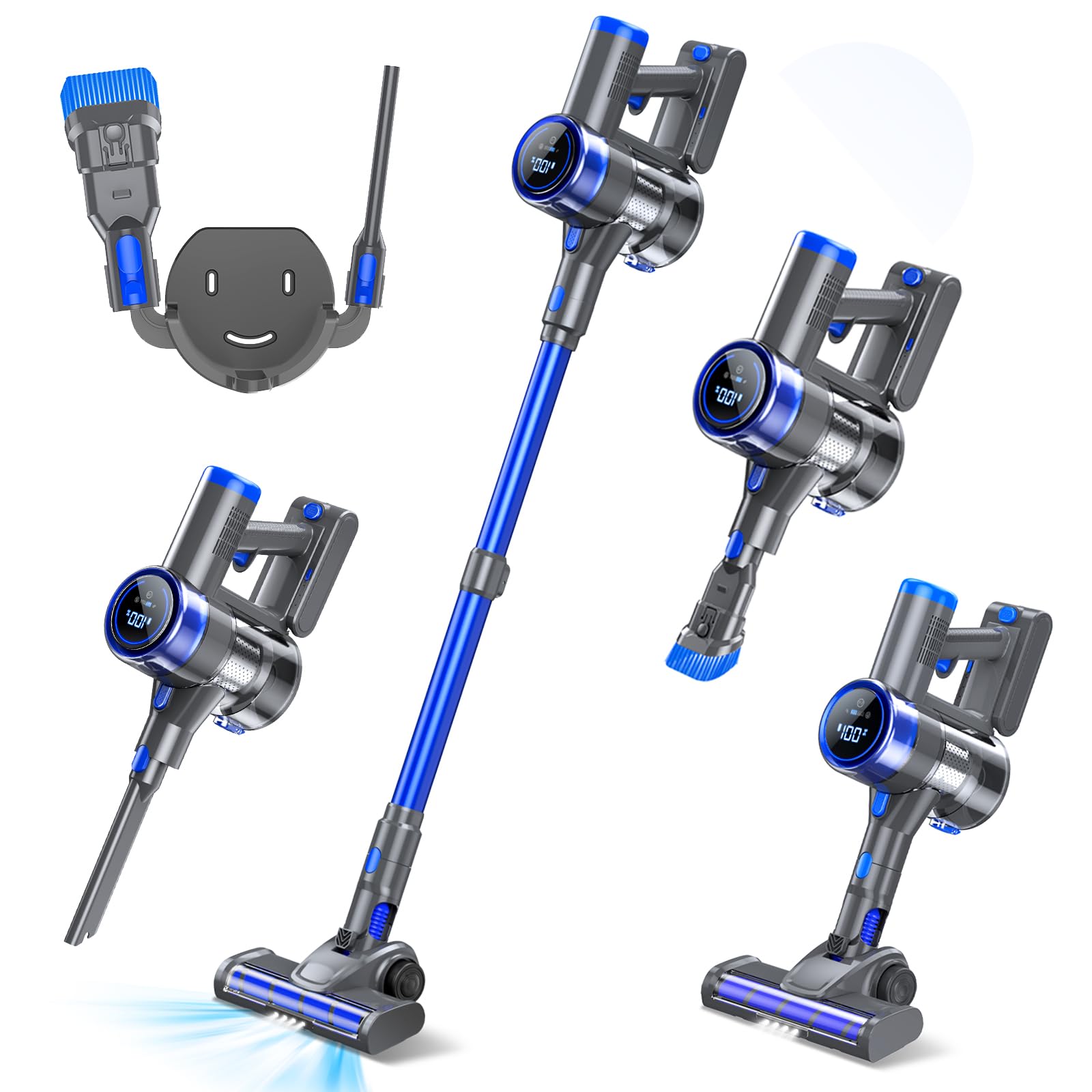 Powerful 33KPa/400W Cordless Stick Vacuum Cleaner with 45Min Detachable Battery - 6-in-1 Lightweight Vacuum for Hardwood Floors, Pet Hair & Carpets | Perfect for Home Cleaning & Pet Owners