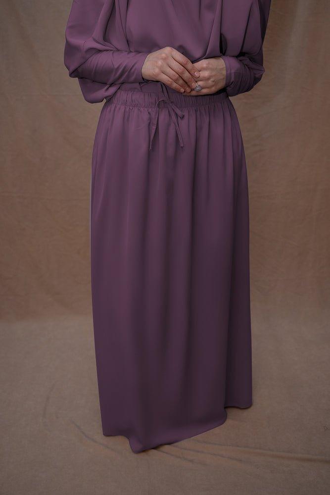 Dark Purple Moira Prayer Umrah Gown with Niqab - Islamic Modest Dress for Women, Hajj & Umrah Prayer, Mosque Worship, Religious Ceremonies