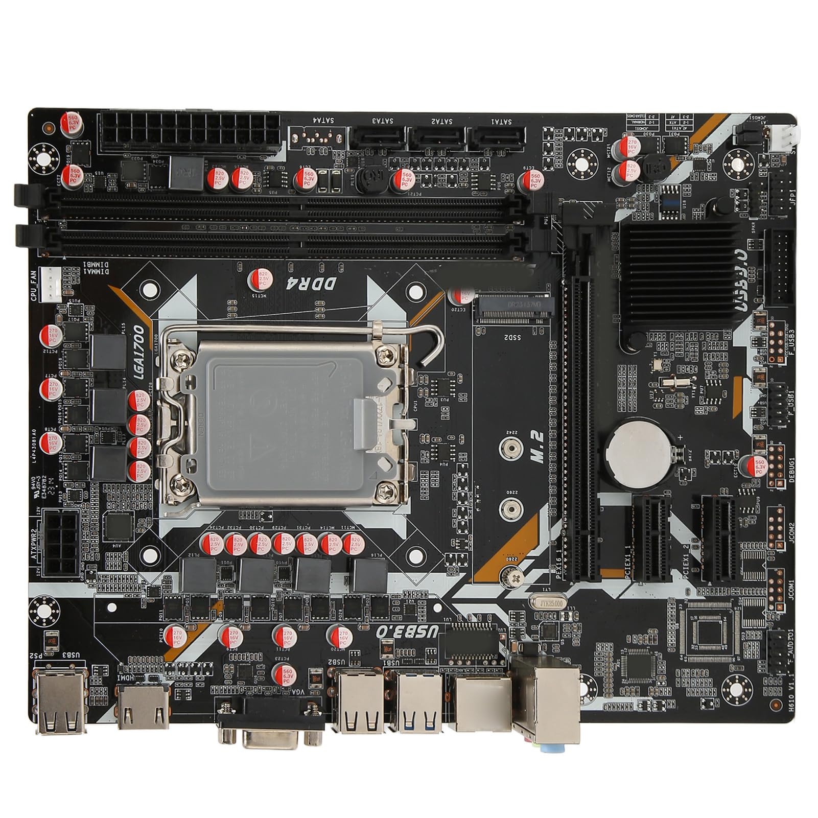 Yunseity ATX Desktop Motherboard - Dual Channel DDR4, LGA 1700 Socket, VGA/HD Output | High Performance Gaming PC Build | Perfect for Esports, Streaming & Content Creation