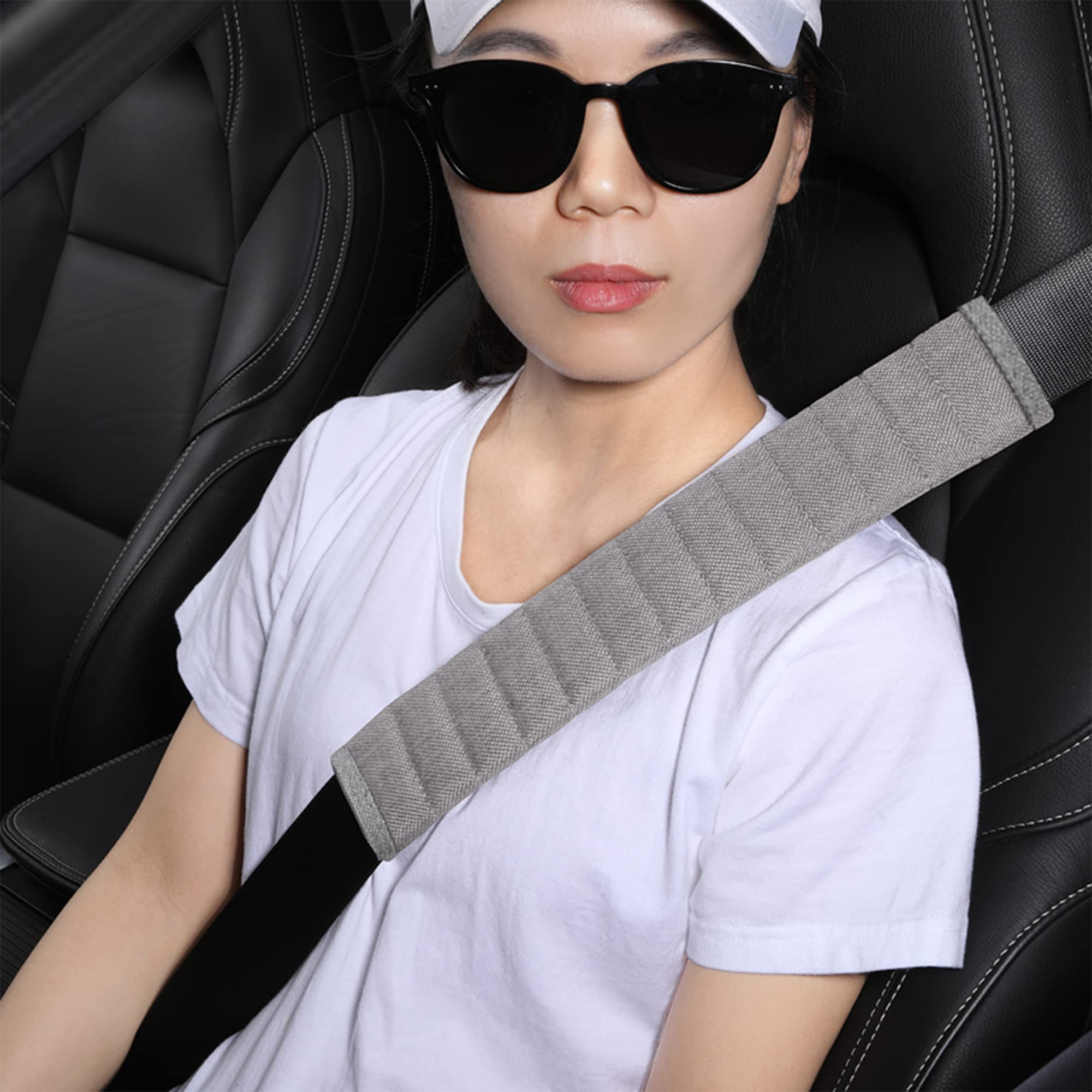 Comfortable Car Seatbelt Covers - Extra Long Shoulder Pads & Protector Sleeves for Adults, Women & Kids (2Pcs, 13in, Gray) - Universal Fit for Honda, Trucks & All Vehicles - Reduce Friction & Improve Driving Comfort for Long Trips & Daily Commutes