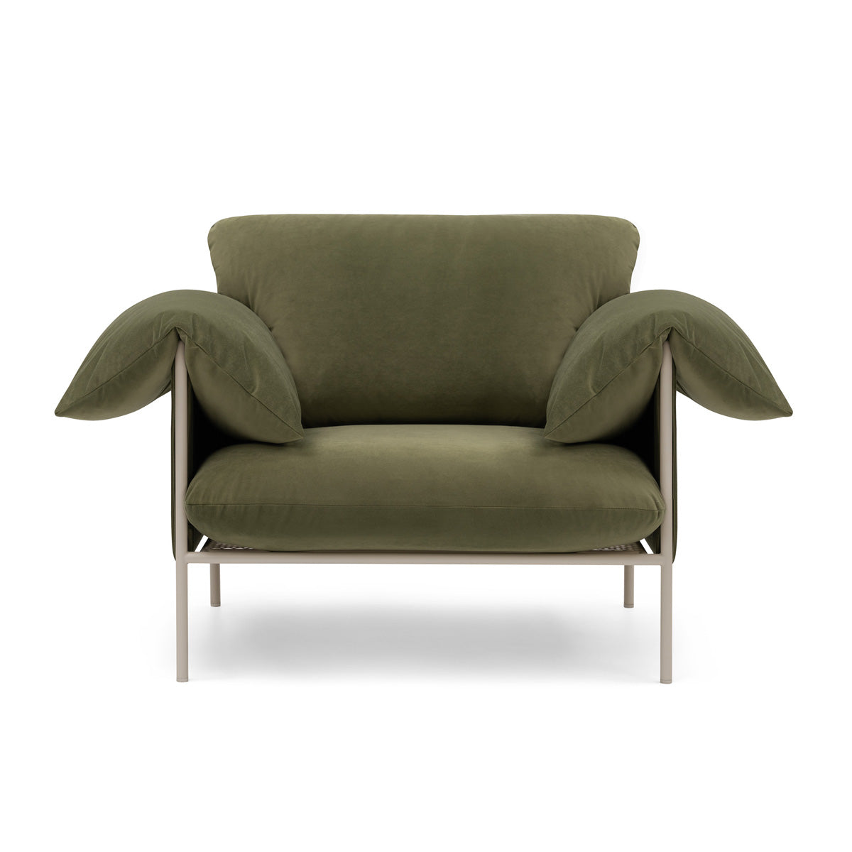 Alva Nougat Frame Armchair - Modern Upholstered Accent Chair for Living Room, Bedroom & Office - Comfortable Lounge Seating with Sturdy Wooden Legs