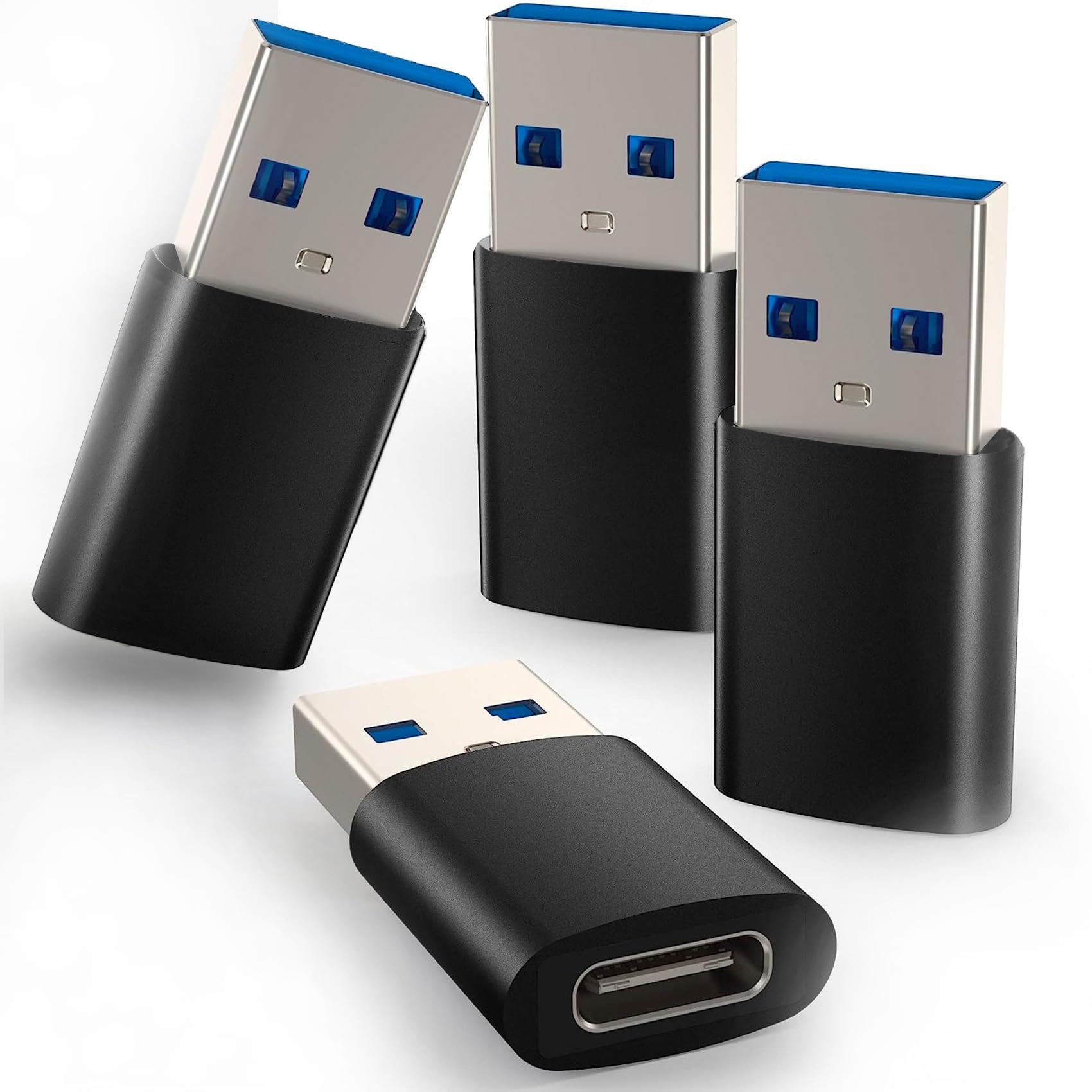 4-Pack USB C to USB 3.0 Adapter, USB Type C Female to USB A Male Converter - Compatible with iPhone 15/14/13/12, Samsung Galaxy S23/S22/S21, MacBook, iPad Pro - Perfect for Data Transfer & Charging Devices