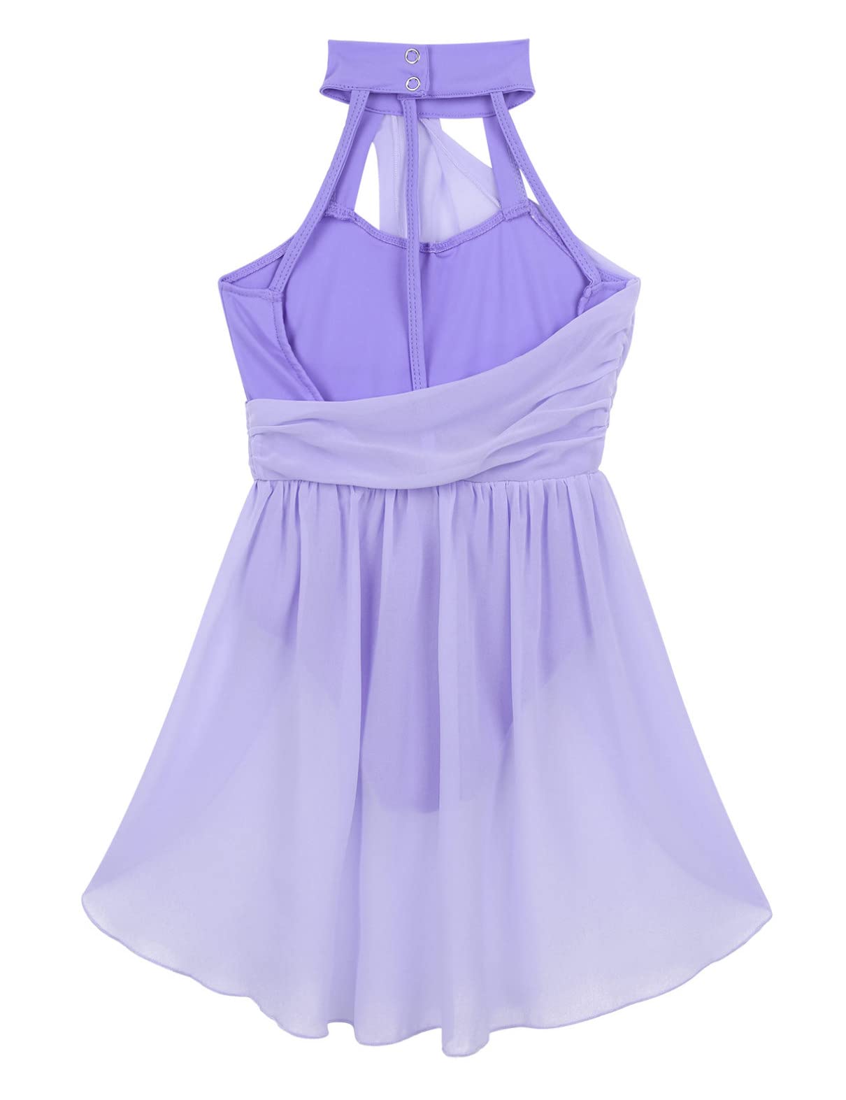 Sxiwei Girls Ballet Dance Leotard - Chiffon Halter Neck One Piece Contemporary Lyrical Dance Dress for Ballroom, Performance & Competition