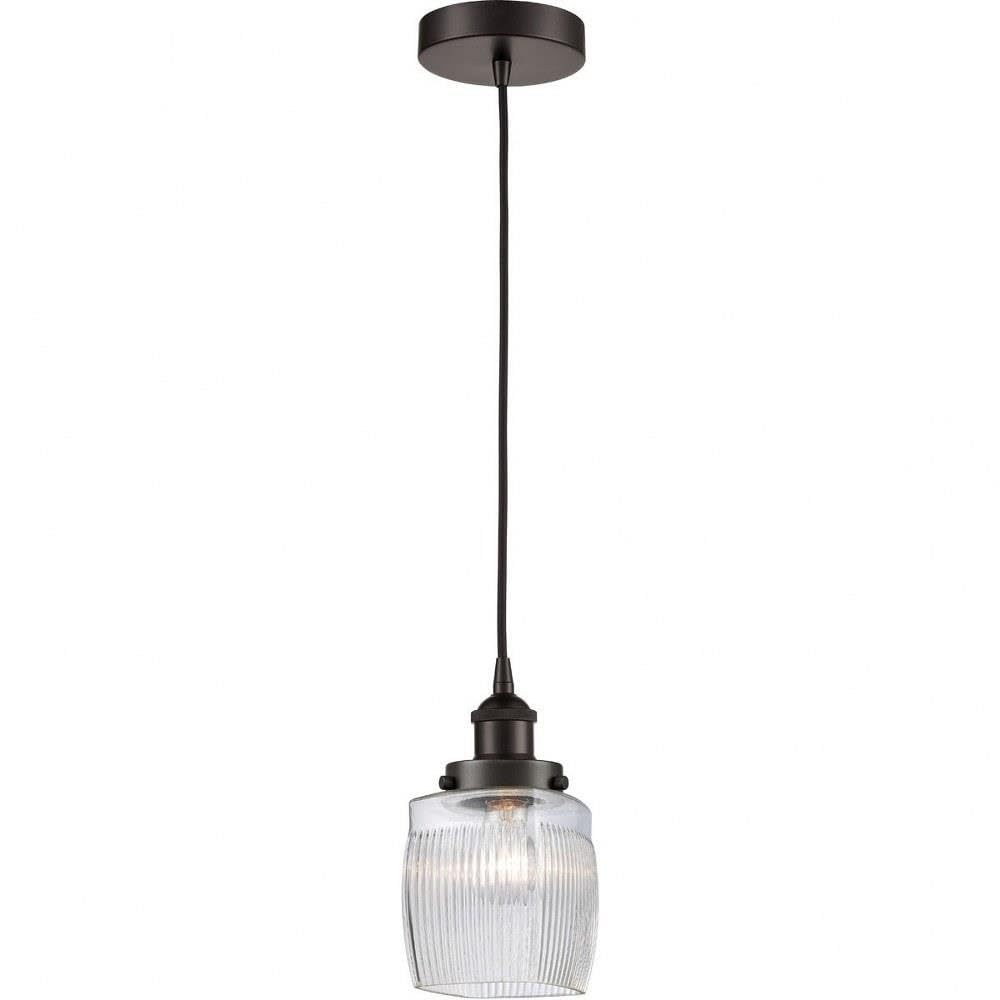 Colton Traditional Style 1-Light Mini Pendant Light Fixture - 8.5 Inch Height, 5.5 Inch Width - Oil Rubbed Bronze Finish - Incandescent Bulb Compatible - Perfect for Kitchen Island, Dining Room, or Entryway Lighting