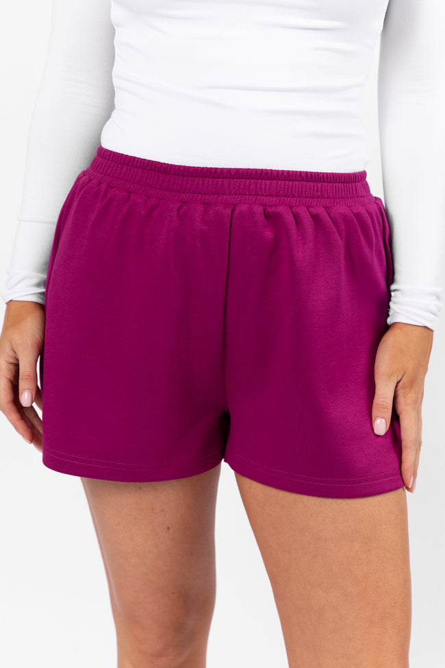 Let's Just Stay Shorts in Plum Color - Women's Casual Lounge Shorts for Home, Yoga & Relaxation | Final Sale