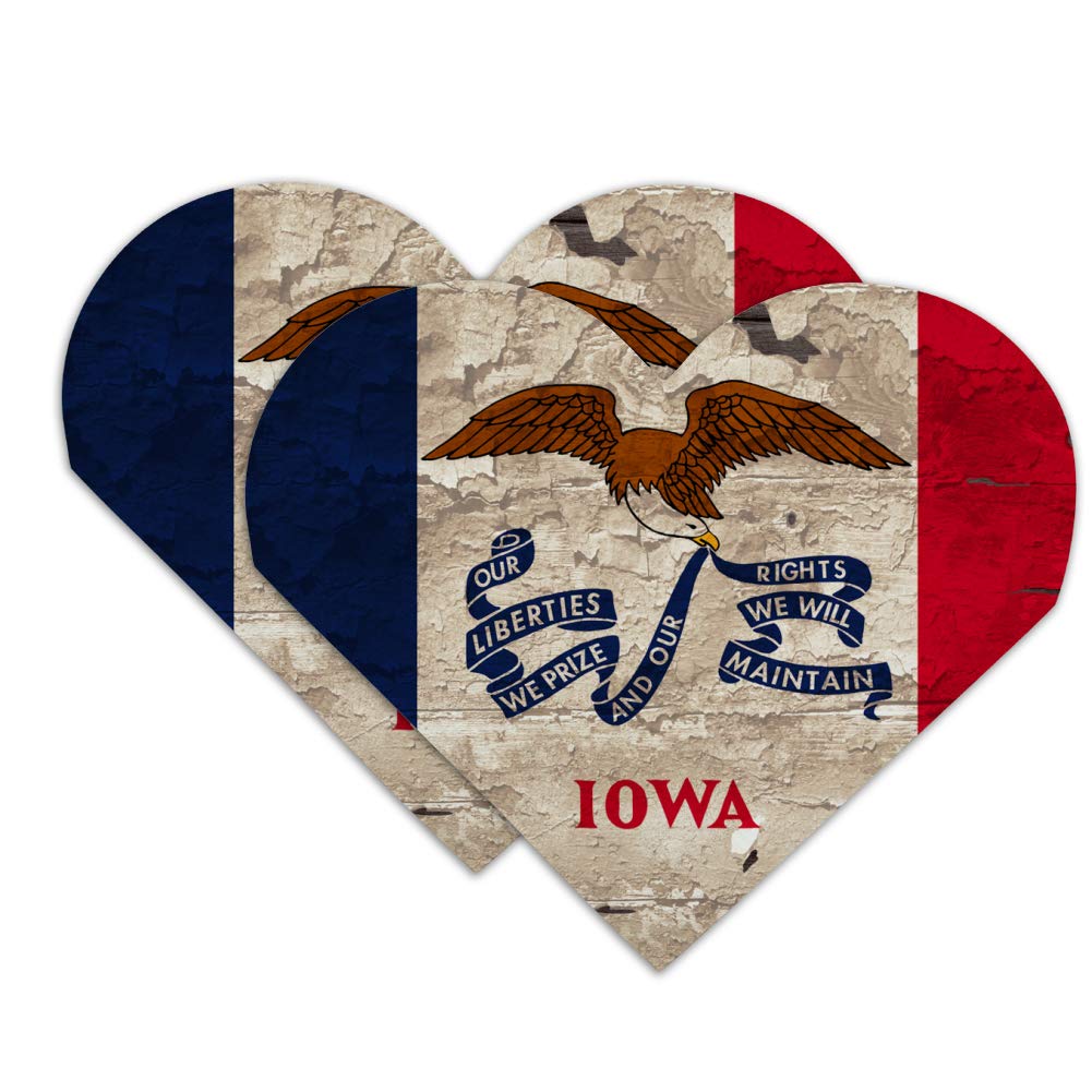 Vintage Rustic Iowa State Flag Distressed USA Heart Faux Leather Bookmark Set of 2 - Perfect for Book Lovers, Gifts & College Memorabilia