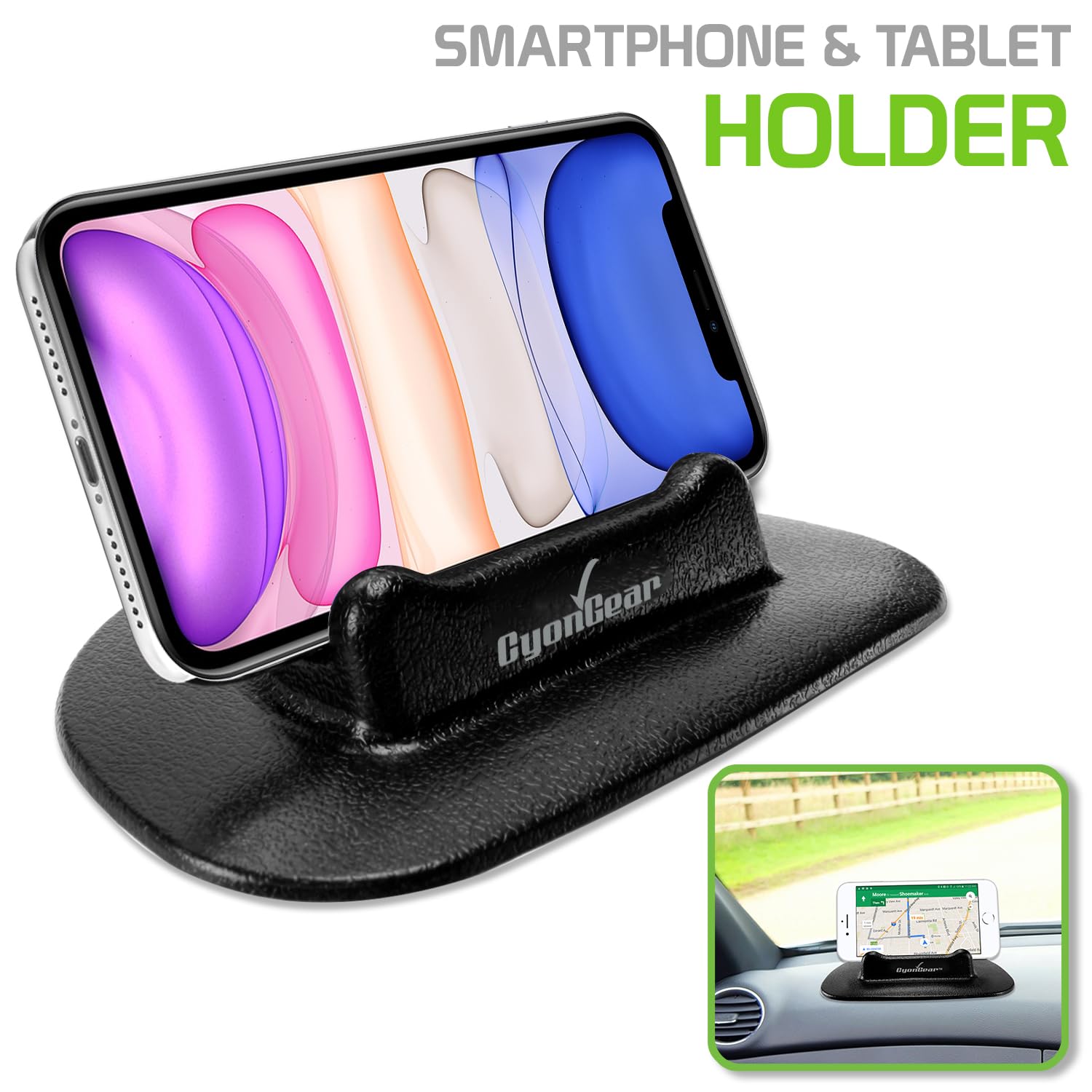 Cellet Dashboard Car Phone Mount - Anti-Slip Silicone Pad Holder for iPhone, Samsung Galaxy, Google Pixel & Motorola - Secure Hands-Free Driving for GPS Navigation & Music Playback