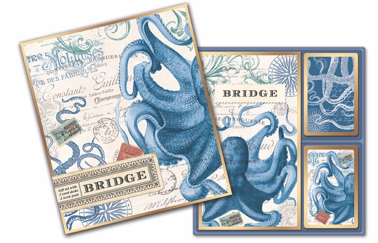 Michel Design Works Octopus Bridge Cards Gift Set - Elegant Playing Cards for Games, Parties & Gifts - Perfect for Bridge Nights, Family Gatherings & Holiday Presents