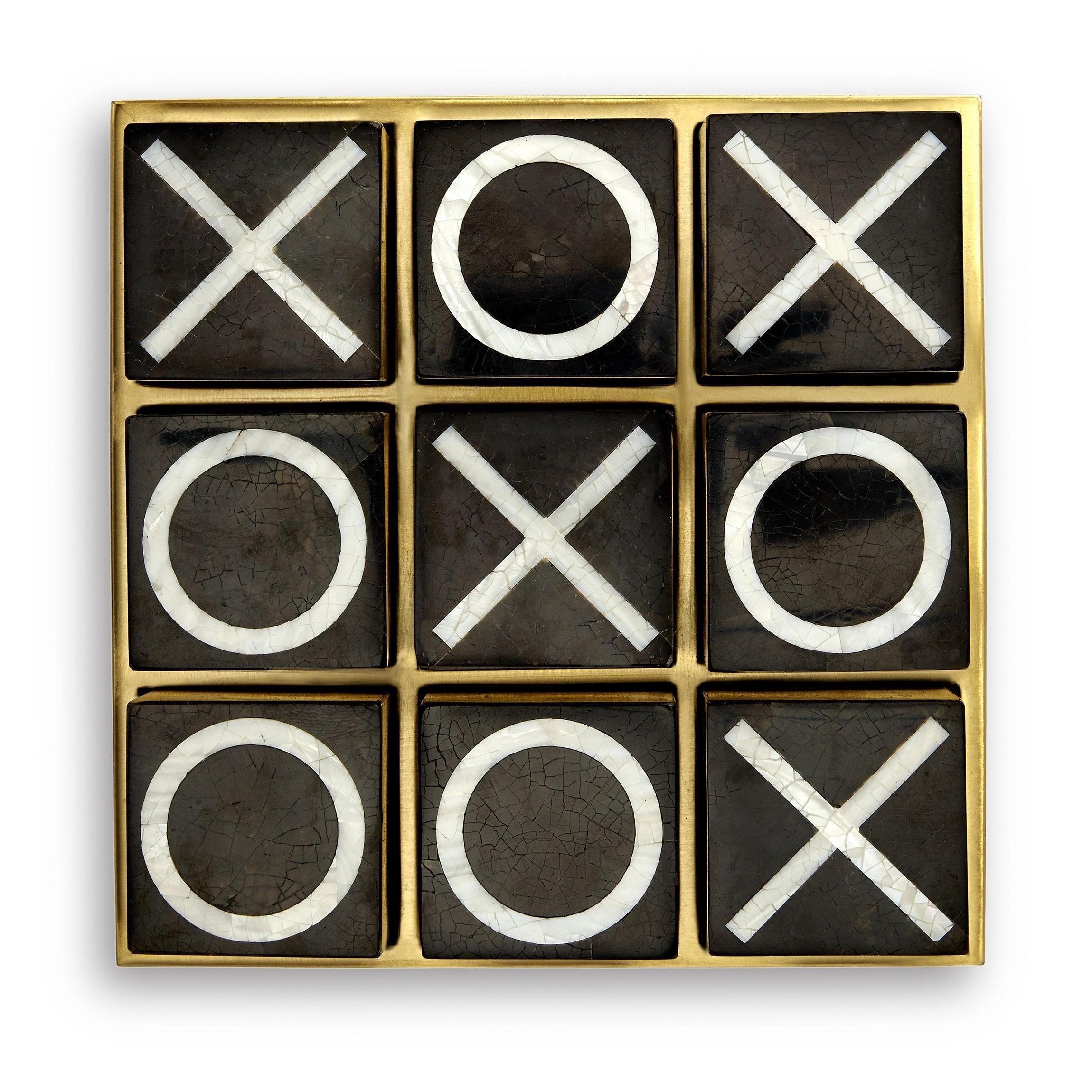 Decorative Tic Tac Toe Game Set - Wooden Board & Pieces for Home Decor, Kids Playroom, and Outdoor Fun