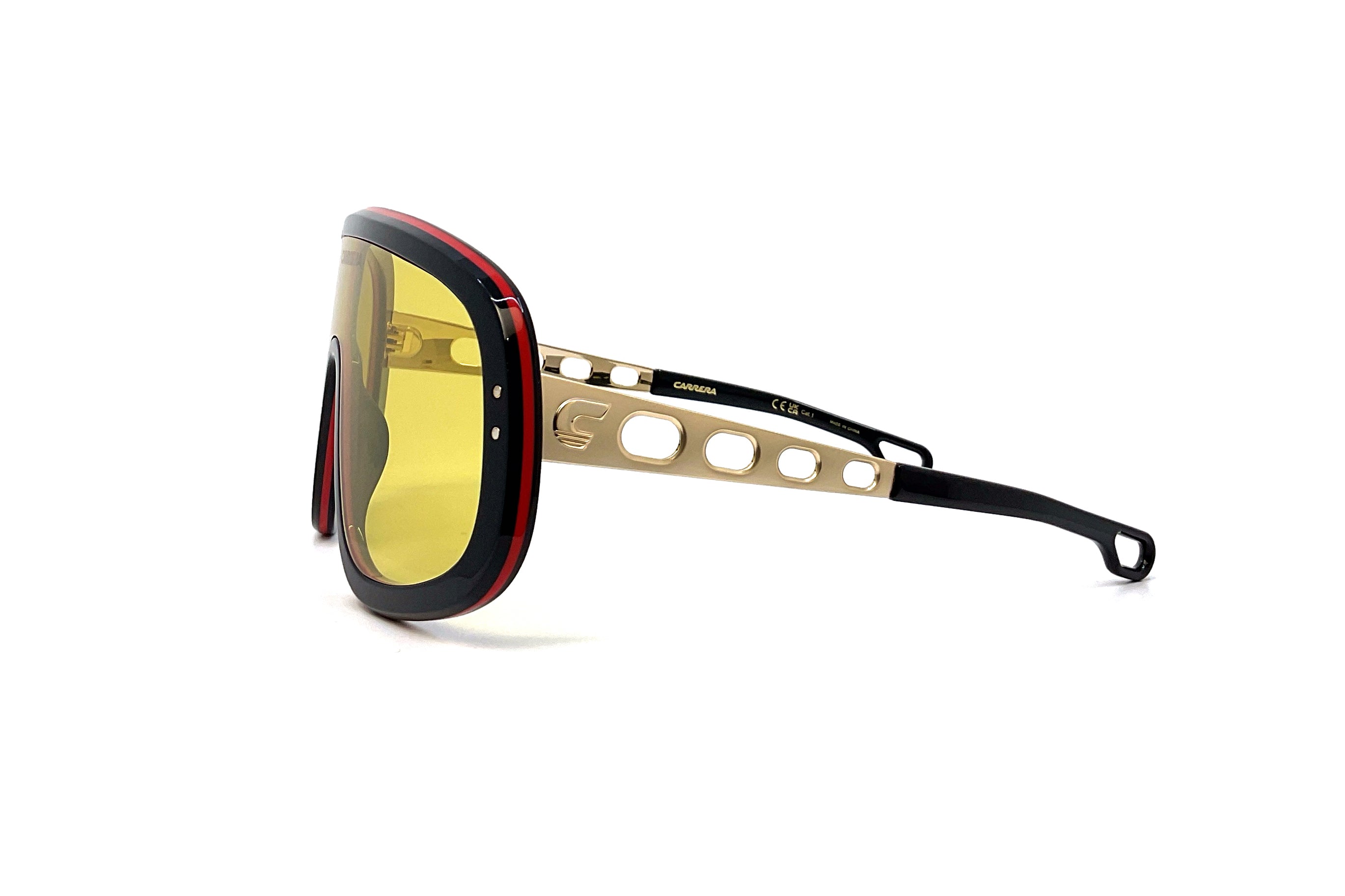 Carrera Flaglab 17 Sunglasses - Black & Red Polarized Sports Shades for Men & Women - Perfect for Running, Cycling & Outdoor Activities