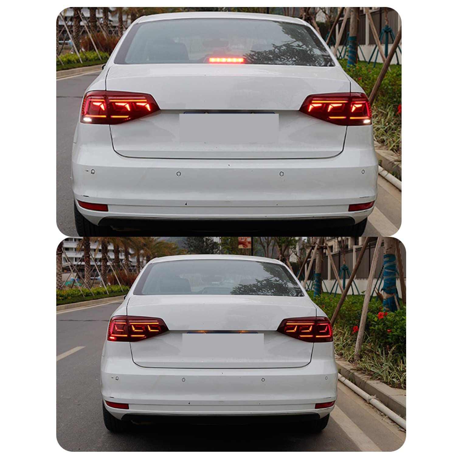 2015-2018 Volkswagen Jetta LED Tail Lights with Startup Animation & Sequential Turn Signals - Red Rear Lamp Assembly for Enhanced Visibility & Style