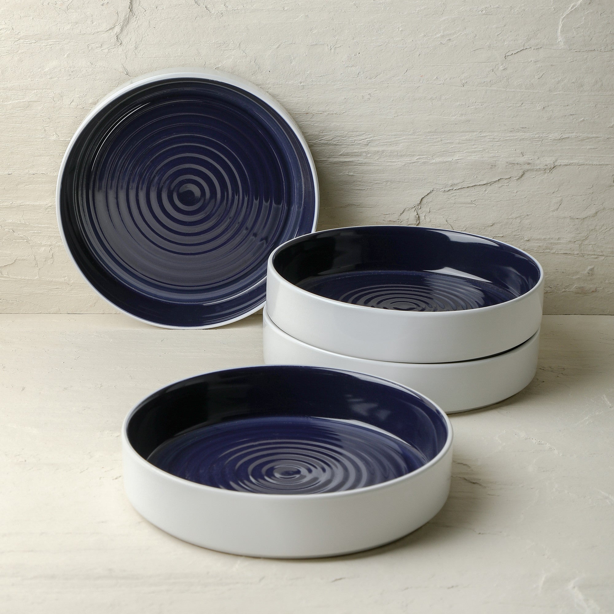 Elica Stoneware Dinnerware Set - Navy & White Ceramic Plates, Bowls & Mugs - Elegant Dinnerware for Home, Restaurant & Special Occasions