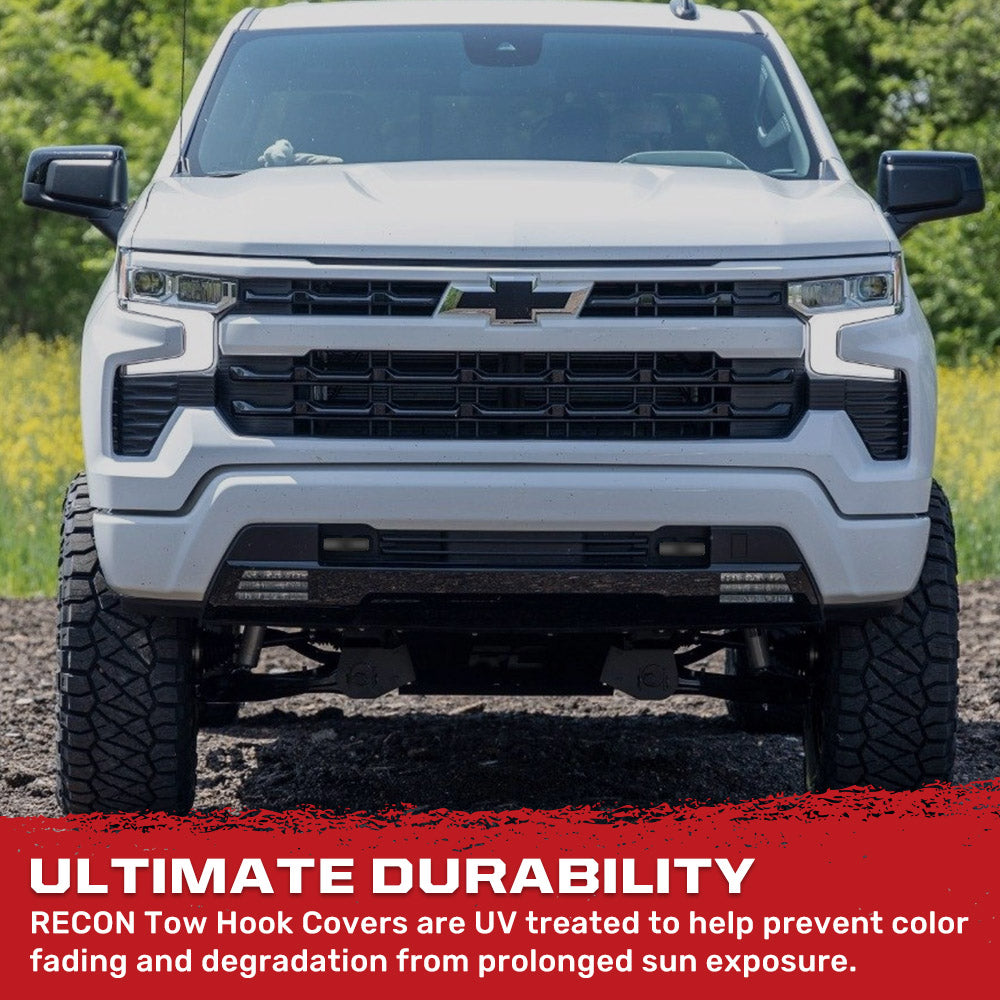 Chevy Silverado 2500/3500 Tow Hook Covers (2015-2025) - 2-Piece Silicone Set for Standard & LED Models - Multiple Colors - Durable Protection for Off-Roading & Towing