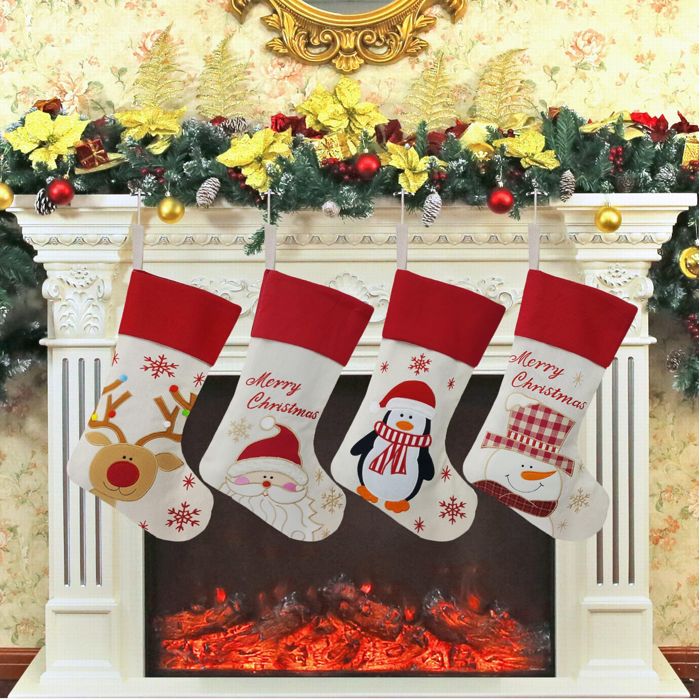 DearSun Set of 4 Personalized Christmas Stockings - 18