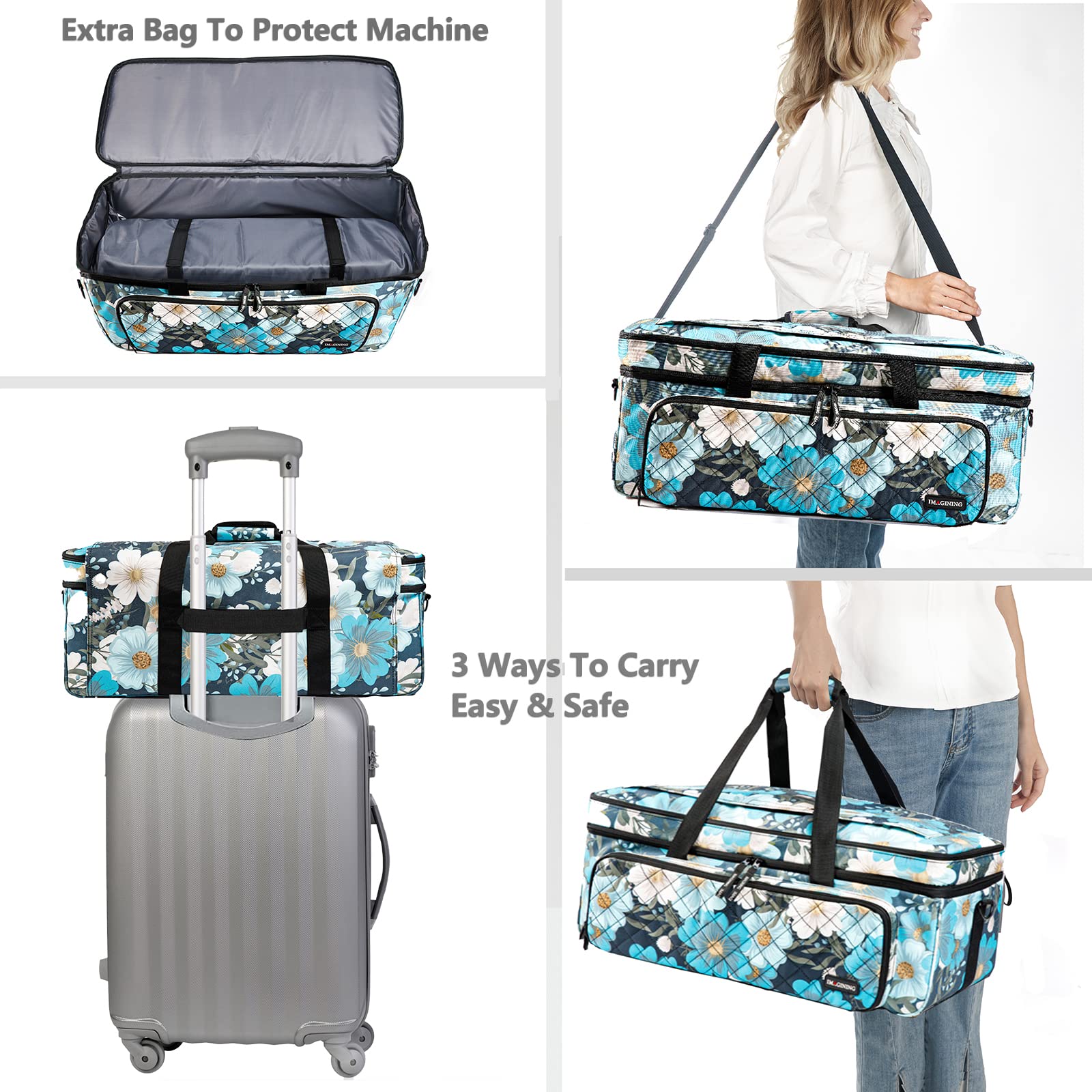 AMOIGEE Double-Layer Carrying Case for Cricut Maker 3/4 & Explore Air 2/3/4 - Dustproof Storage Organizer with Accessory Pockets | Perfect for Crafting, Travel & Machine Protection