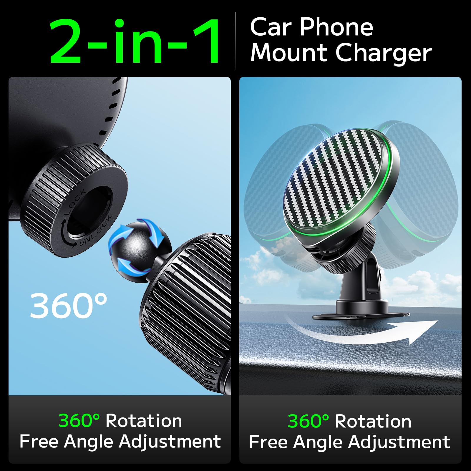 15W MagSafe Car Charger - Fast Wireless Charging & Ultra Magnetic Phone Holder for iPhone 15/14/13/12 Pro Max & Android - Dashboard/Vent Mount - Perfect for Road Trips & Commuting