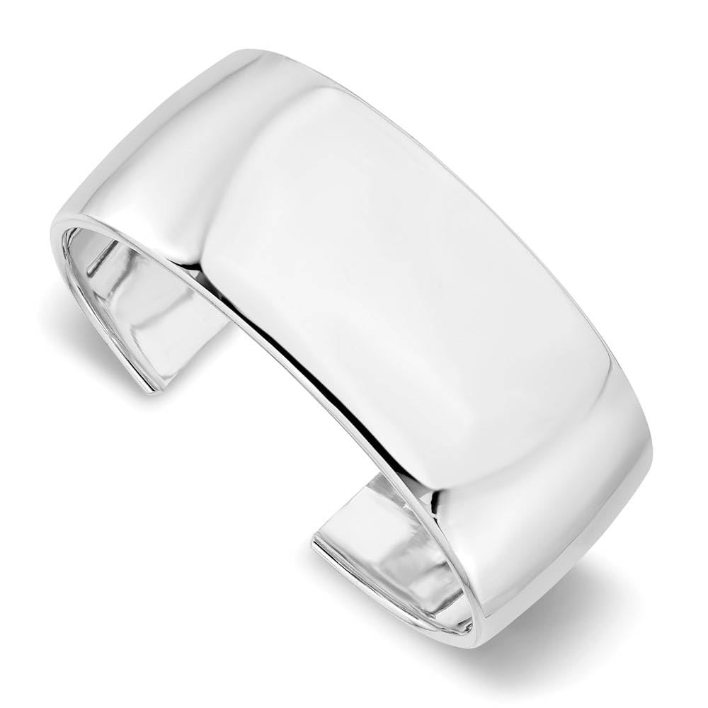 Black Sterling Silver 28mm Polished Cuff Bracelet - Elegant for Parties & Weddings