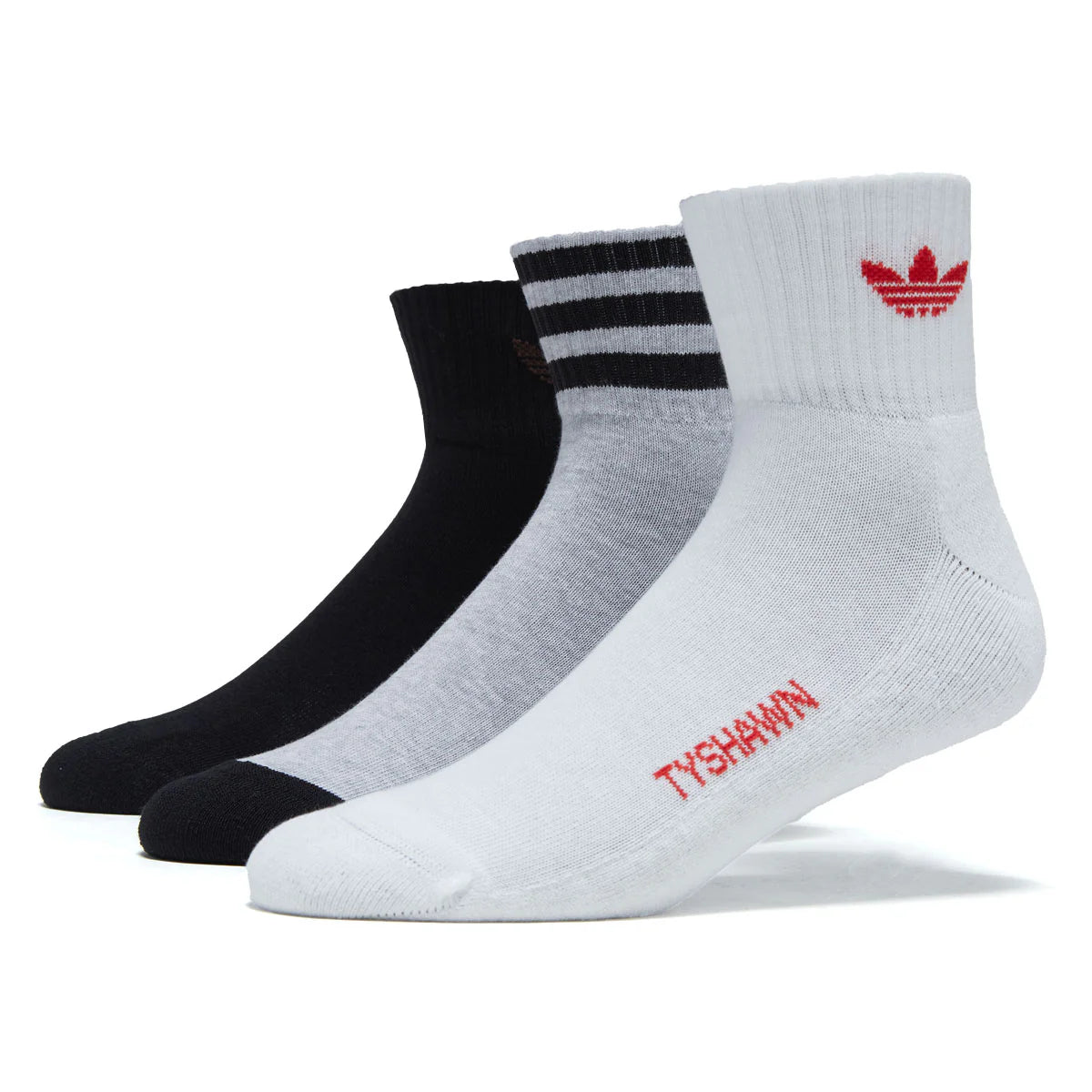 Adidas Tyshawn Sock 3-Pack - White, Grey & Black Athletic Socks for Men - Perfect for Running, Basketball & Everyday Wear