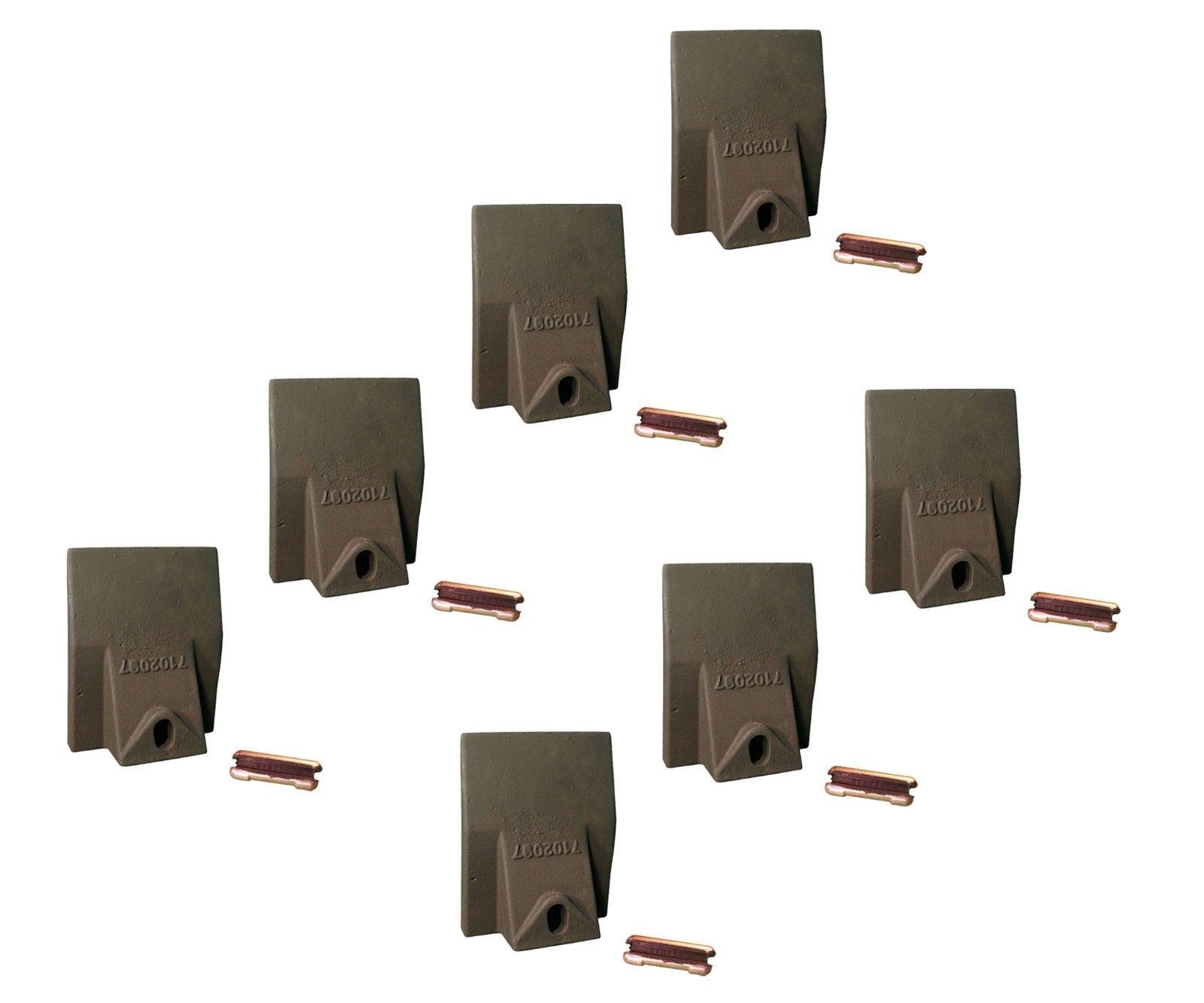 Bobcat Style Mini Excavator Bucket Teeth - 7-Piece Skid Steer Dirt Flare Teeth Kit with Pins (7102097) - Perfect for Landscaping, Construction & Trenching Work