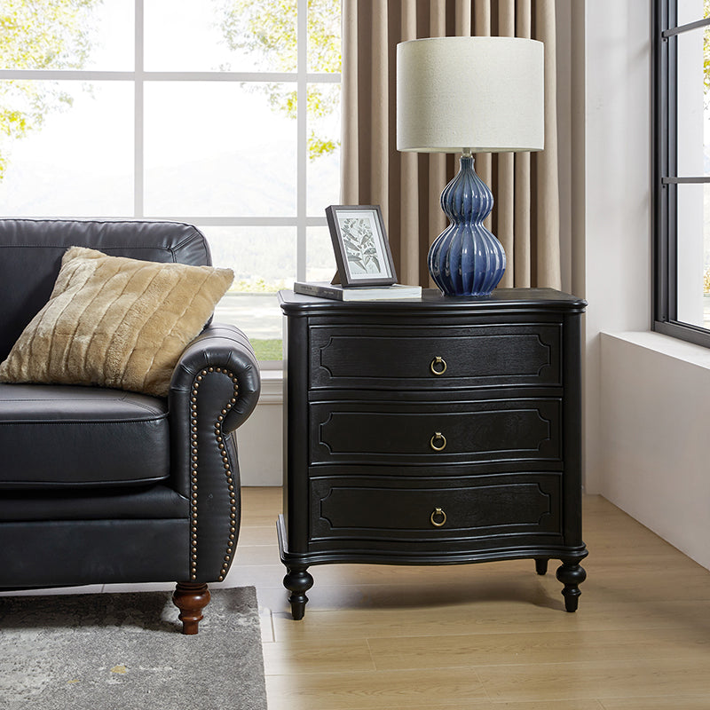 Bernhard 3 Drawer Traditional Nightstand with USB Outlets - Solid Wood Bedside Table for Bedroom, Living Room & Office - Charging Station & Storage Cabinet