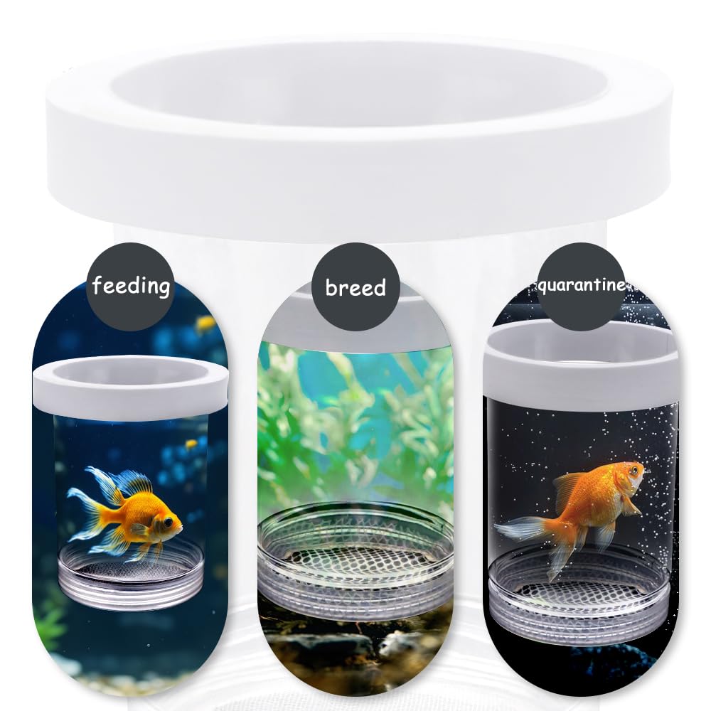 2 Pack Acrylic Floating Hatching Box for Fish Tank - Fine & Coarse Mesh Breeding Isolation Box with Egg Net - Perfect for Guppy, Betta, and Goldfish Breeding in Aquariums