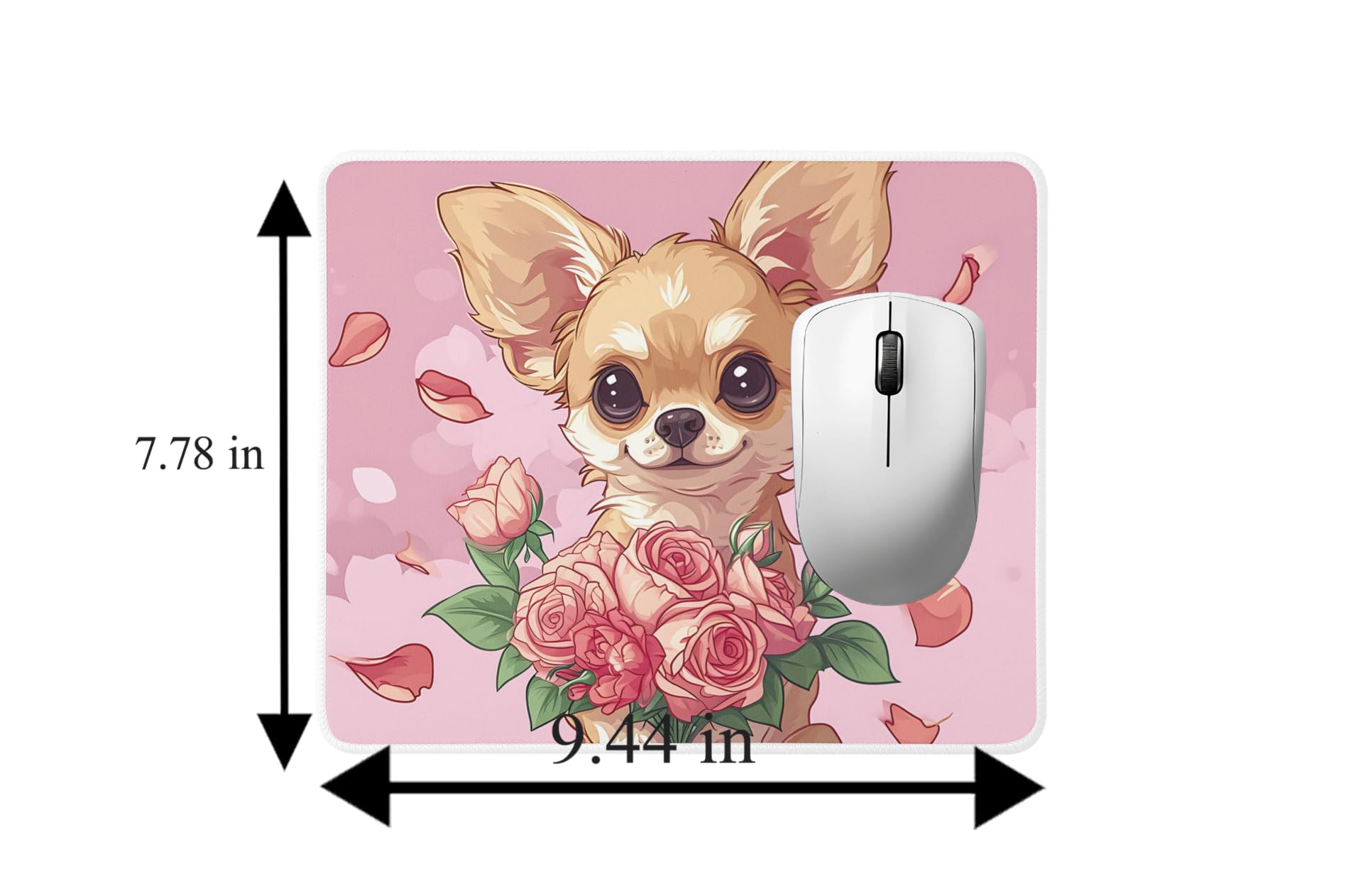 Non-Slip Rubber Mouse Pad with Adorable Chihuahua & Flowers Design - Perfect Gift for Dog Lovers, Home Office, Gaming Desk, Computer & Laptop Use - Cute Pet Accessory for Work & Play
