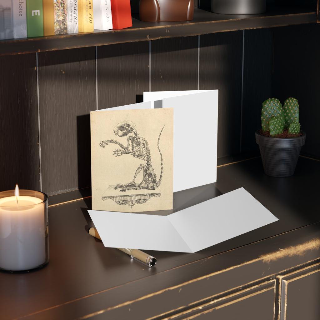 Halloween Rat Skeleton Greeting Cards - 10 Pack Spooky Gothic Stationery for Horror Fans, Halloween Party Invitations & Gothic Home Decor