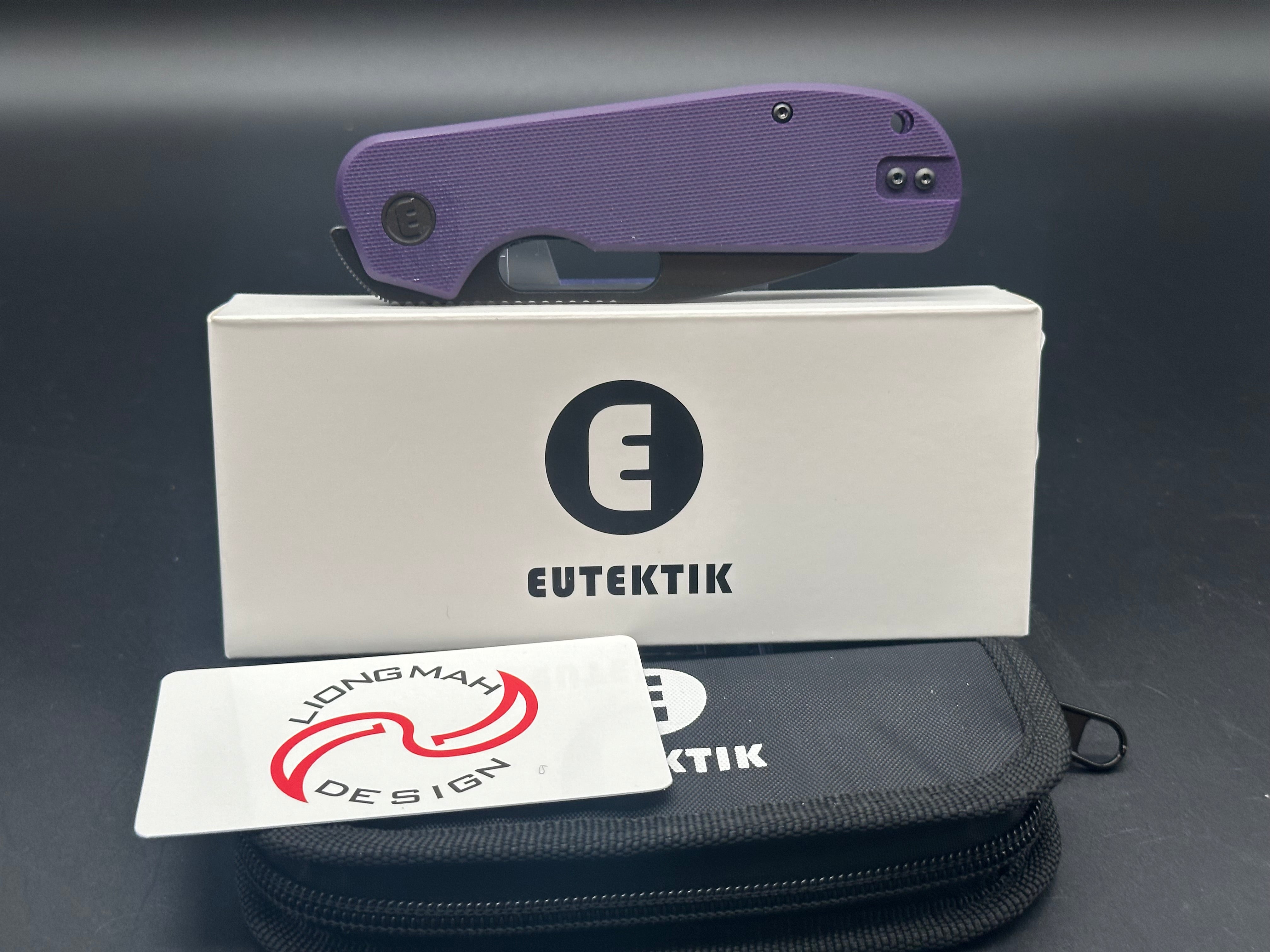 Eutektik EFD Purple BlackWashed Folding Knife with LTK Koozie, Patch & Sticker - Perfect for Camping, Hiking & Outdoor Adventures