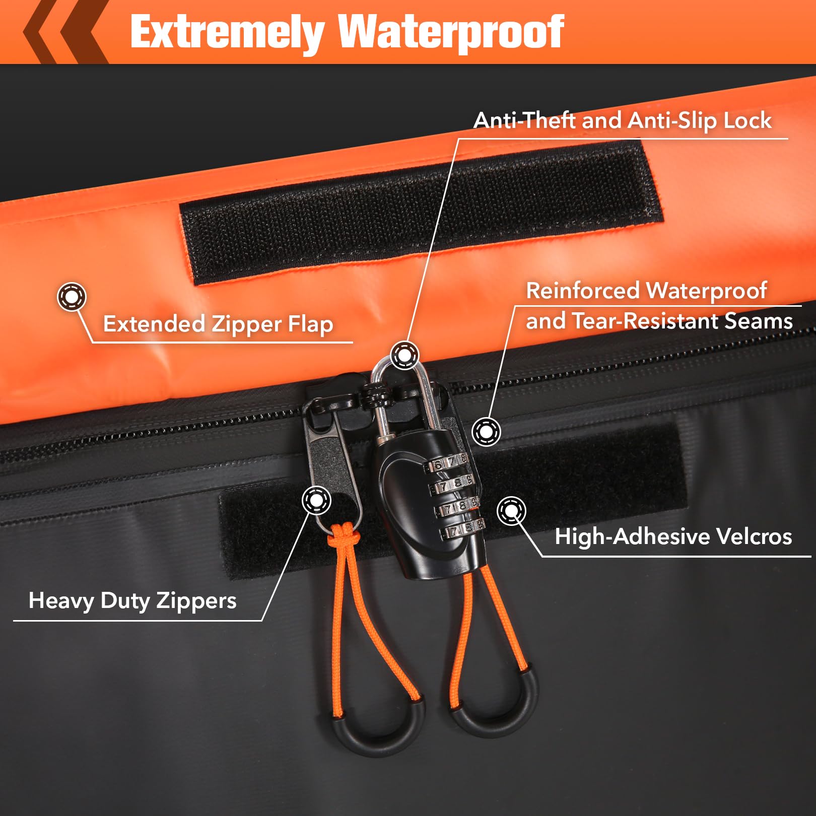 Sailnovo 20 Cubic Feet Waterproof PVC Hitch Cargo Carrier Bag - Heavy Duty with 8 Reinforced Straps, Combination Lock & Storage Bag - Perfect for Road Trips, Camping Gear & Outdoor Adventures