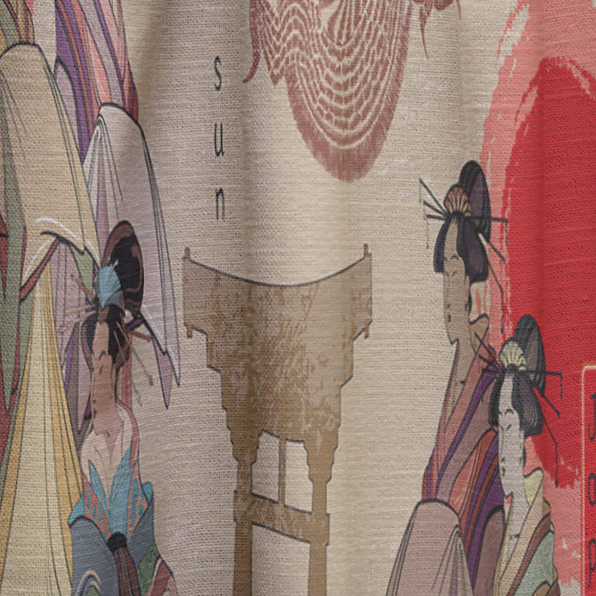 DesignQ Japanese Geisha & Dragon Print Thermal Insulated Curtain Panel - 52x108 Inch - Elegant Window Treatment for Bedroom & Living Room - Perfect for Home Decor, Privacy & Temperature Control