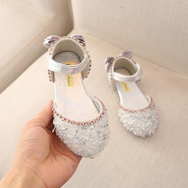 Crystal Bowknot Princess Sandals for Women - Elegant Rhinestone Bridal Wedding Shoes | Perfect for Prom, Party, and Special Occasions
