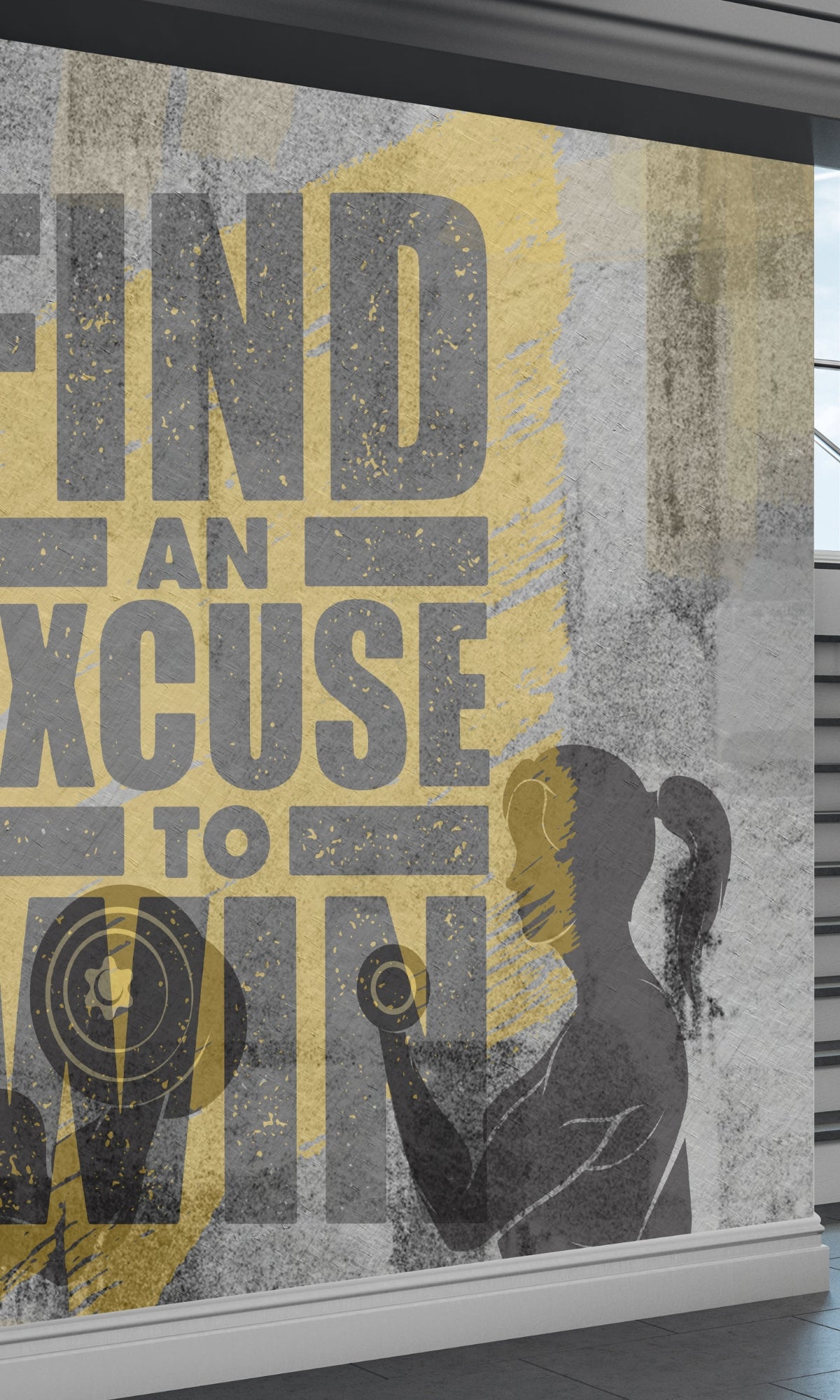 Gray Excuse to Win Mural Wallpaper M1452 - Premium Peel and Stick Wall Decal for Home, Office & Nursery Decor | Easy DIY Installation, Removable & Reusable