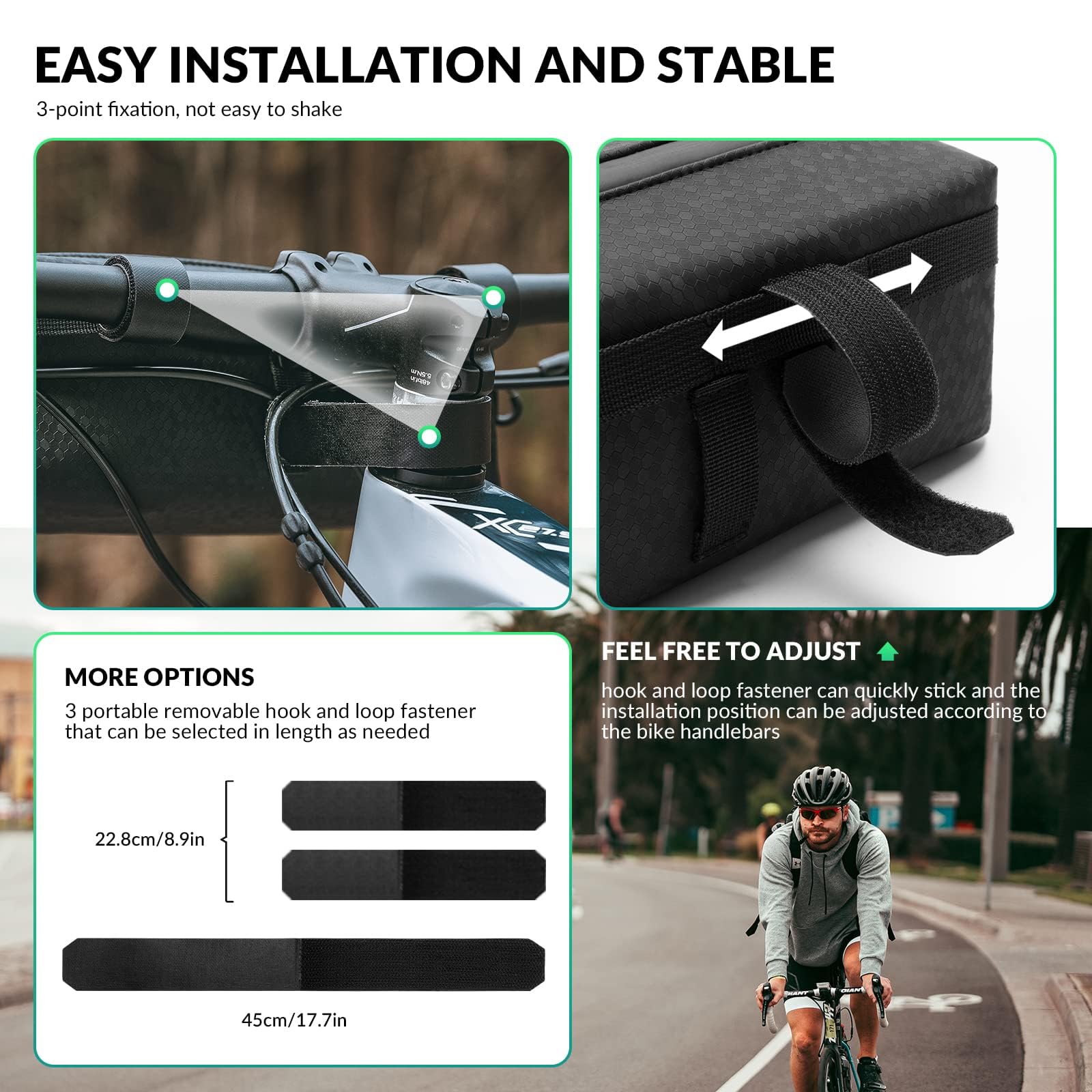 ROCKBROS Waterproof Bike Handlebar Bag - Front Frame Storage with Adjustable Shoulder Strap | Cycling Accessories for Commuting, Mountain Biking & Outdoor Adventures
