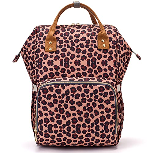 Waterproof Diaper Bag Backpack for Women - Baby Care Travel Nappy Changing Bag (Leopard Print) | Perfect for Daycare, Outings & Family Trips