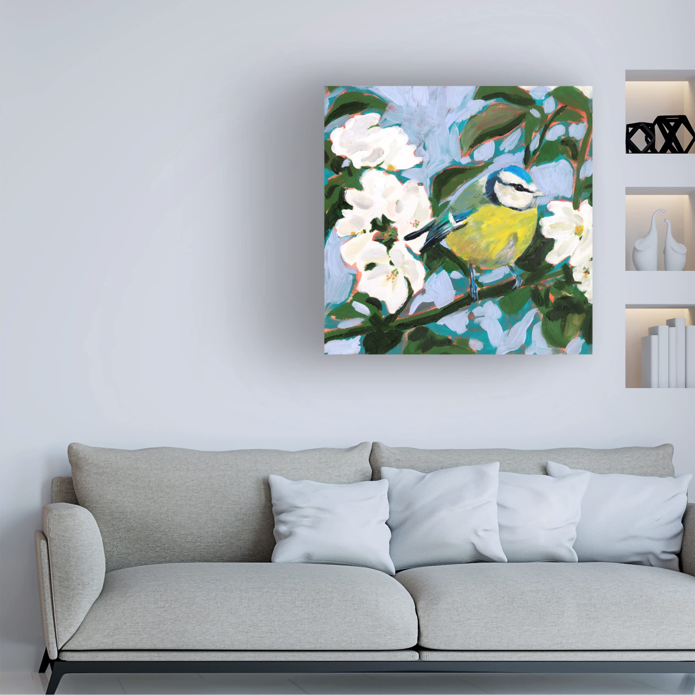 Victoria Borges 'Perching I' Canvas Wall Art Print - Modern Home Decor for Living Room, Bedroom & Office - Handmade Fine Art Painting