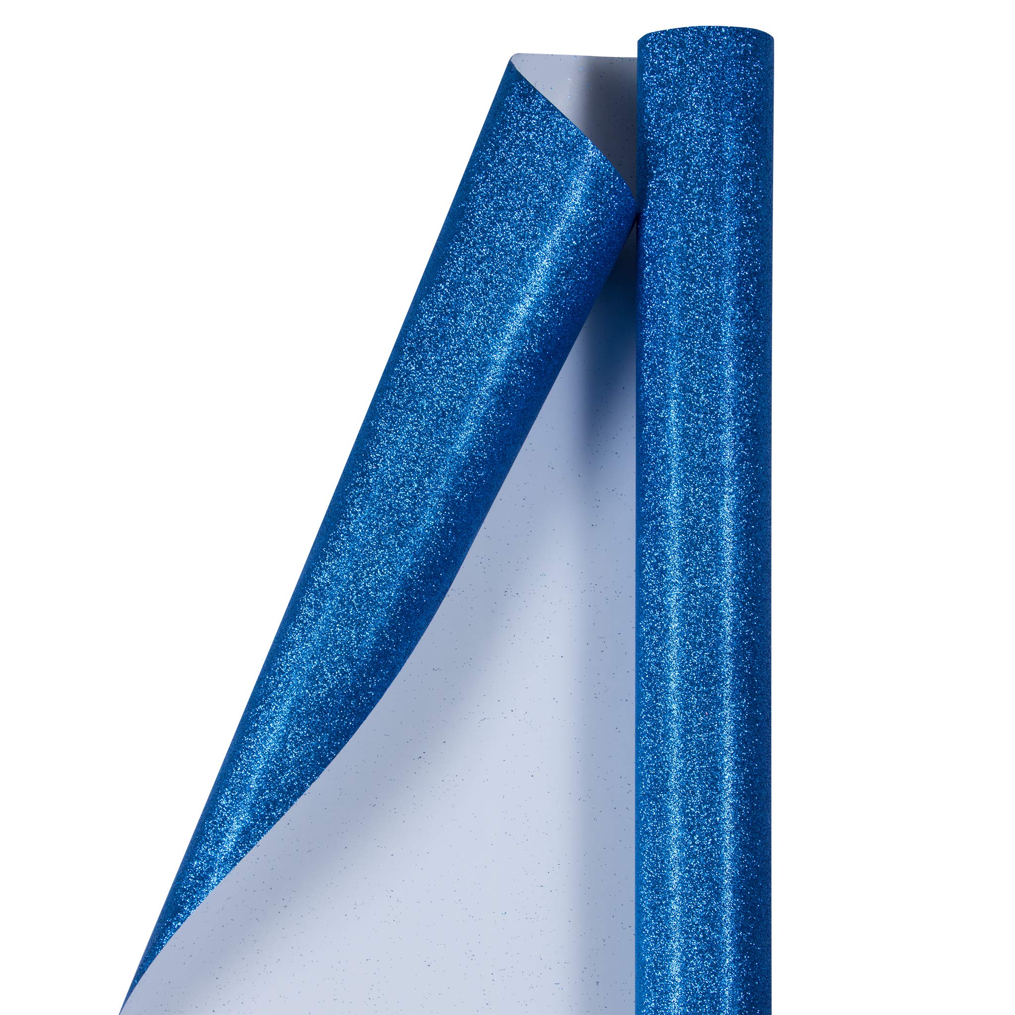 JAM Paper Premium Royal Blue Glitter Gift Wrapping Paper Roll - 25 Sq Ft - Perfect for Birthday, Christmas & Holiday Presents - Sold Individually