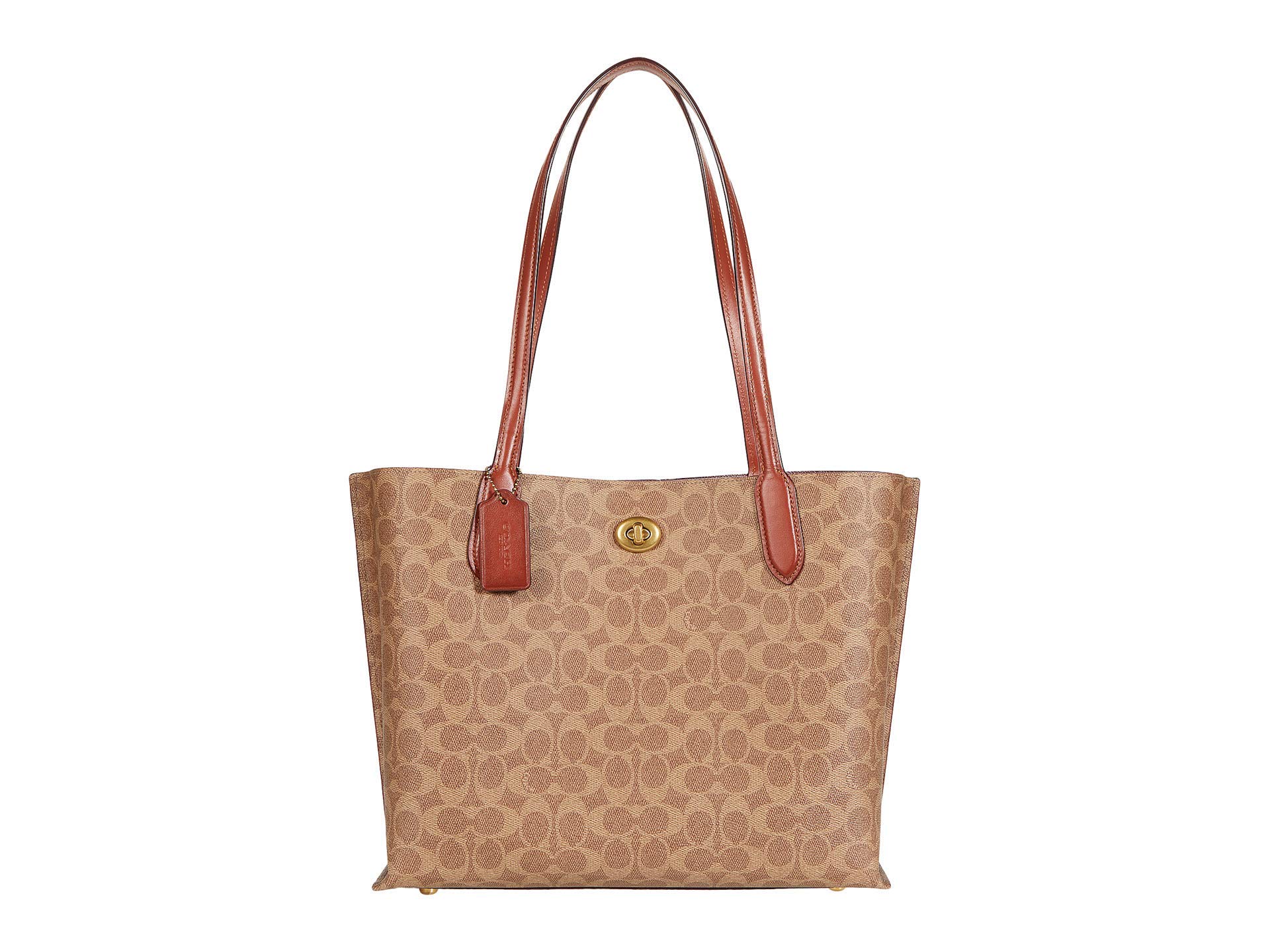 COACH Signature Willow Tote Bag in Coated Canvas - Tan Rust Color, One Size - Perfect for Work, Travel & Everyday Use