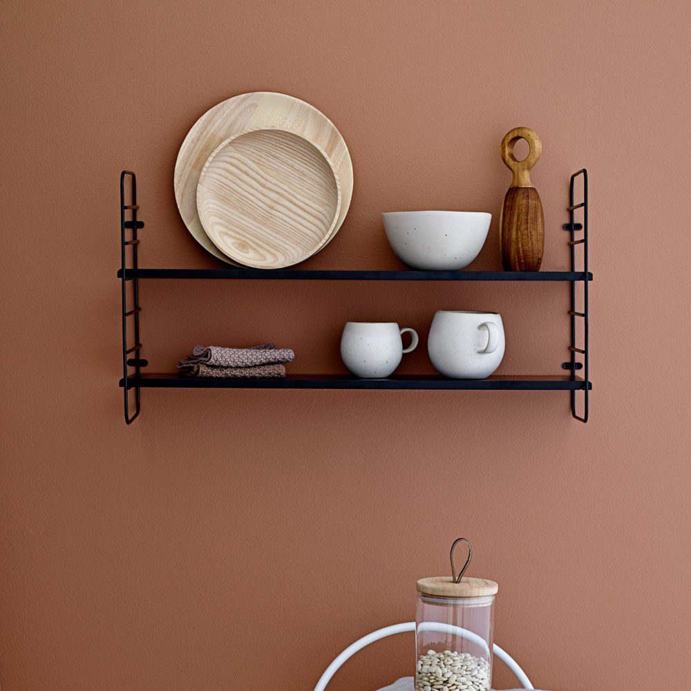 BLOOMINGVILLE Modern Black Wall Shelf - Rustic Industrial Floating Shelf for Living Room, Bedroom, Kitchen & Office Decor