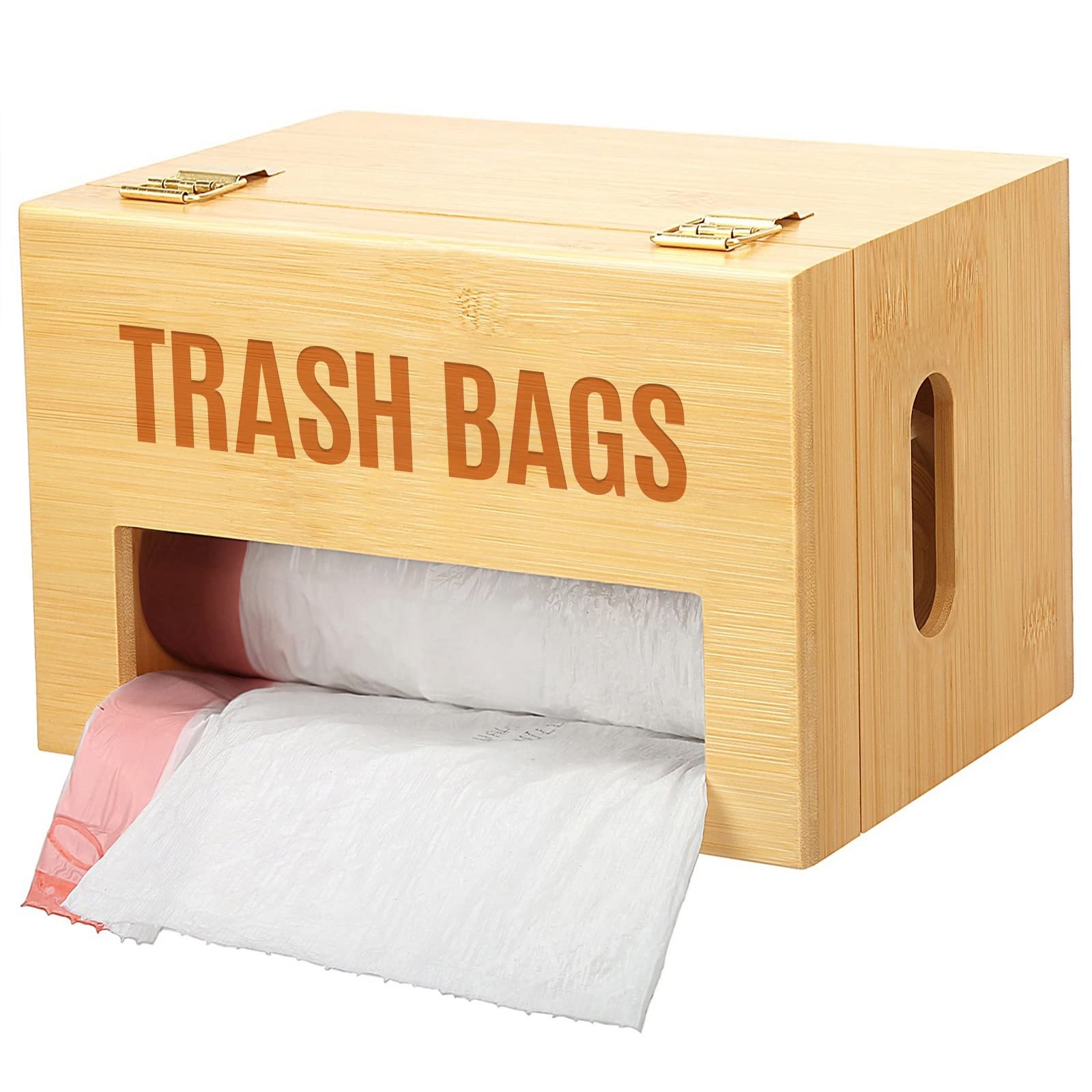 Extra Large Bamboo Trash Bag Dispenser Roll Holder - Fits Costco & Sam's Club Jumbo Rolls, Under-Sink Cabinet & Wall Mount Organizer - Garbage Bag Storage for Kitchen, Pantry, Garage - Perfect for Home, Office & RV Organization