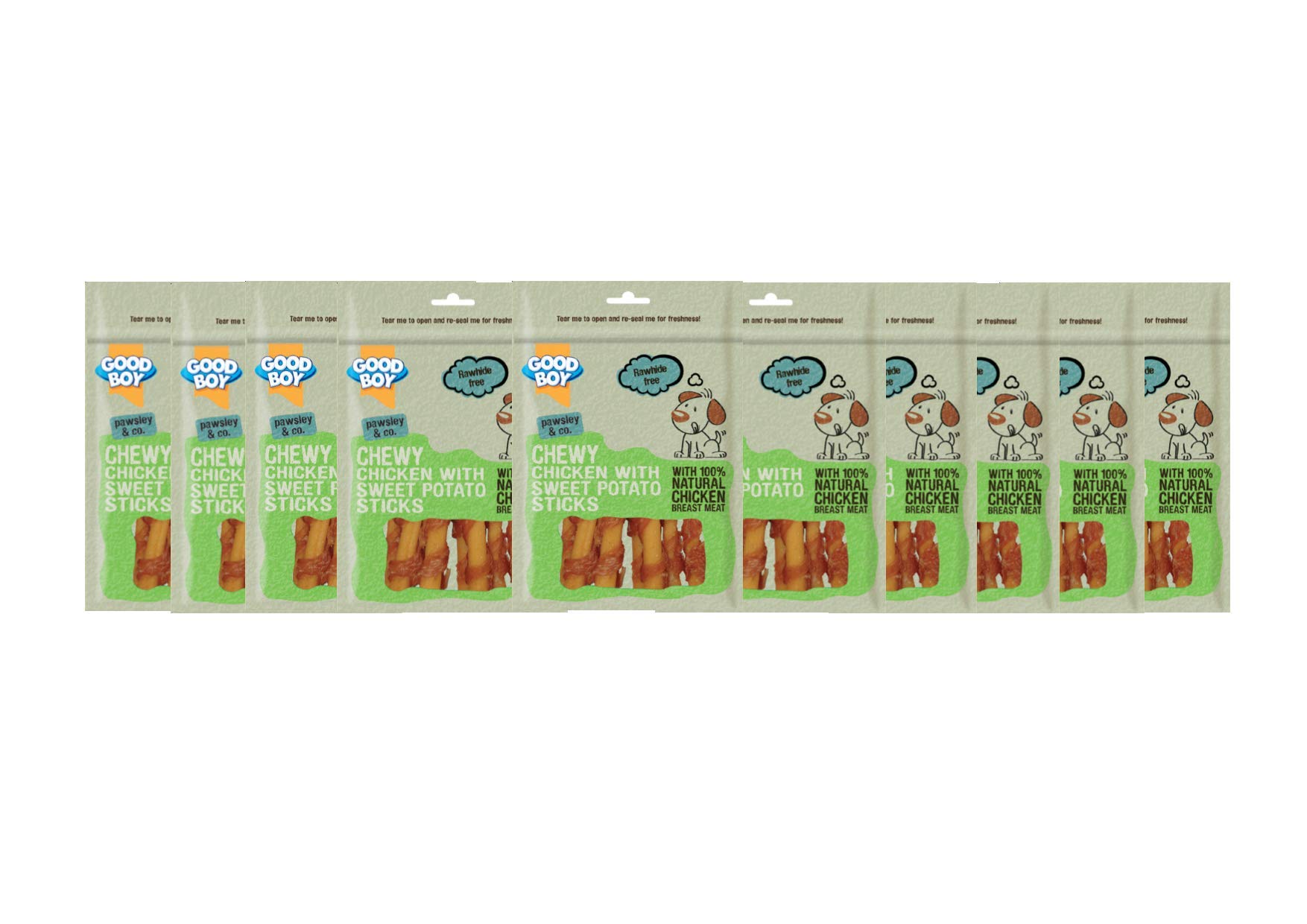 Armitage's Pet Things Good Boy Pawsley & Co Chewy Chicken with Sweet Potato Sticks Dog Treats - 90g (Pack of 10) | Natural, Grain-Free Dog Snacks for Training, Rewards & Dental Health | Perfect for Small, Medium & Large Breeds