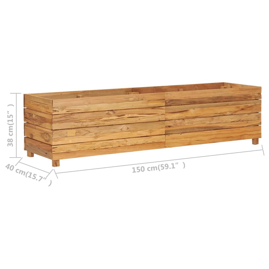 119.6''x15.7''x14.9'' Recycled Teak & Steel Raised Garden Bed - Outdoor Patio Furniture for Backyard, Deck, Lawn - Easy Assembly Gardening Solution for Vegetables, Flowers & Herbs