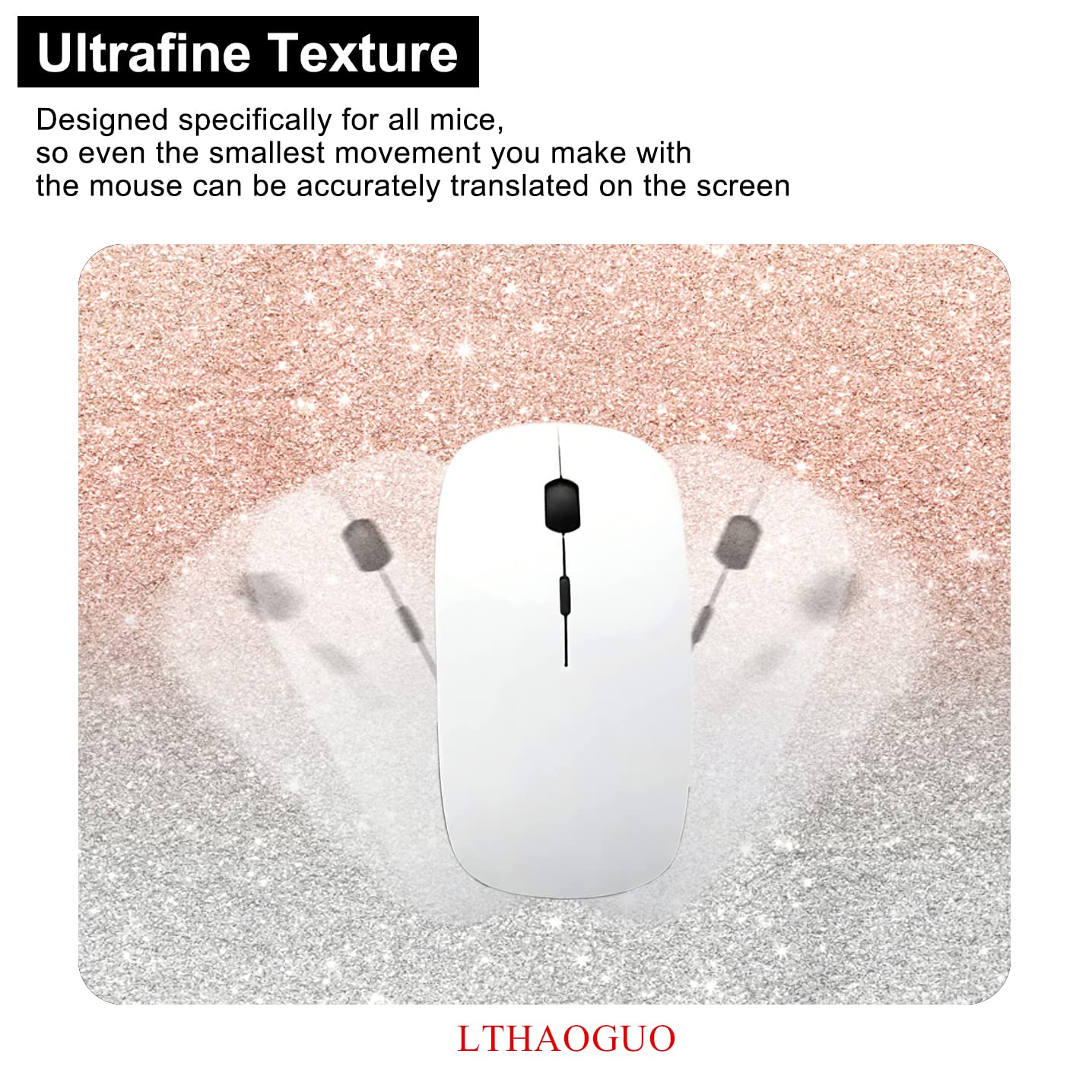 Trendy Rose Gold & Silver Glitter Ombre Mouse Pad - Waterproof Non-Slip Rubber Desk Mat for Laptop & Computer - Cute Office Decor & Customizable Gaming Accessory (Perfect for Work, Gaming & Home Office Setup)