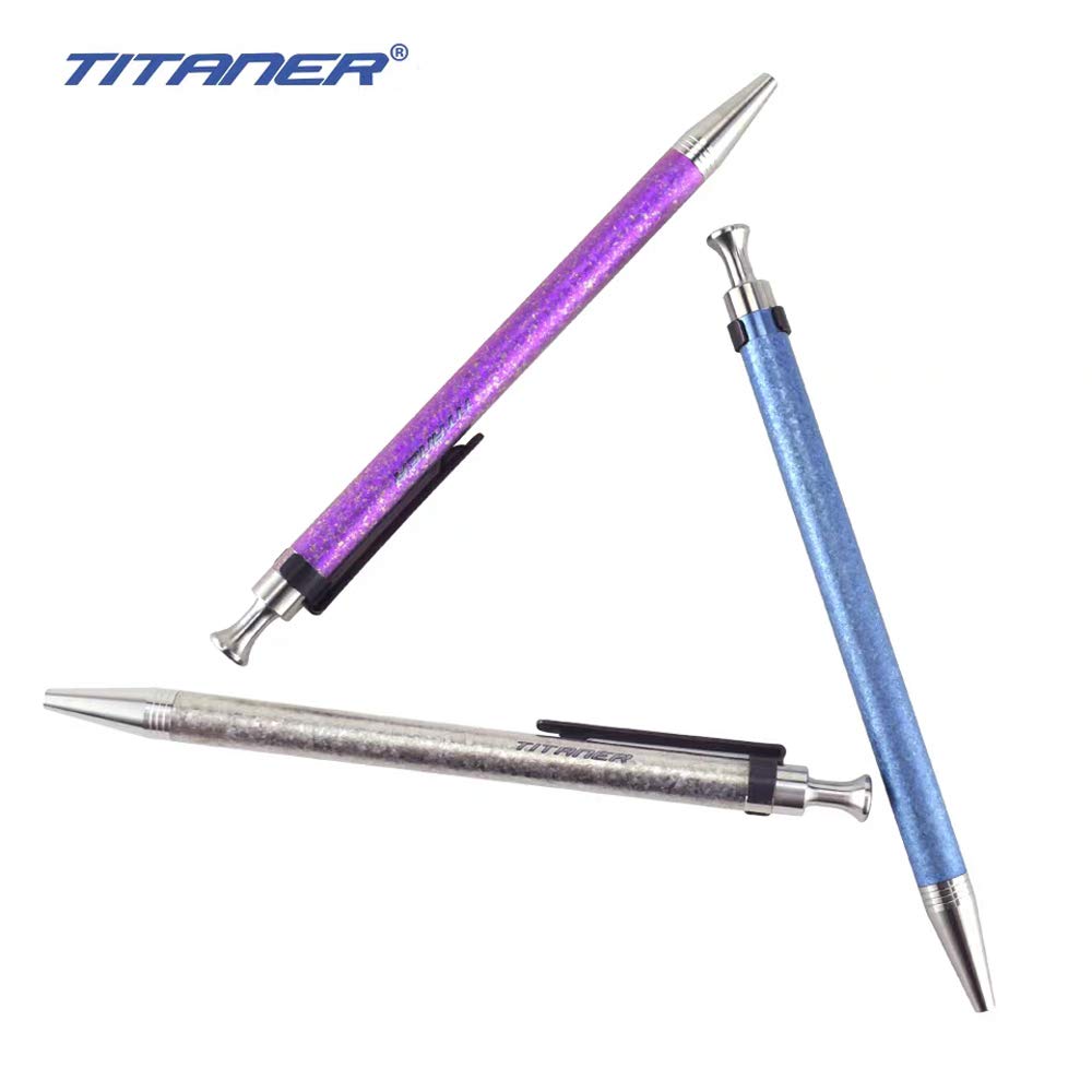 Premium Titanium EDC Pocket Pen with Clip - Blue Ballpoint Pen for Everyday Carry, Office, Gifts & Travel Writing
